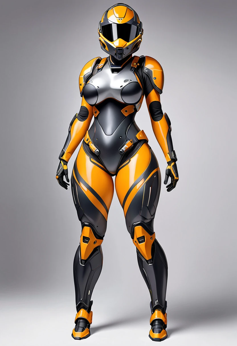 robot, Hello, Helmet, (Beautiful woman) cyber punk、1 girl, chest, covered face、glass visor、mechanical armor、Streamlined carbon armor、 Helmet、goggles、winding, huge chest, humanoid robot, Claw hands, joint, No mouth, no eyes, robot, robot joint, shiny, shiny skin, simple background, alone, thick thighs, thighs, white background, wide hips, robot, humanoid robot, robot girl,Fat woman、adult woman、Chubby-chan、thick body、reality、professional photos、genuine、thick body, big 、 big ass、big belly、太いthighs、thick arms、photo pose、full body portrait