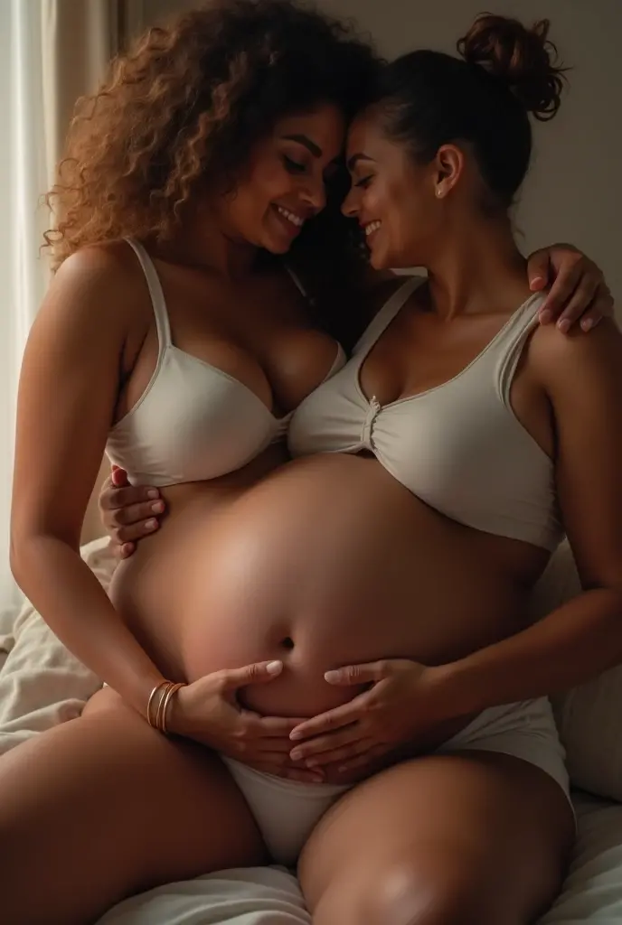 Pregnant old woman Pregnant Japanese old woman An older woman in her 60s, curly hair, white hair, many wrinkles, beautiful smile, looking at the viewer, realistic image, wearing a bra, wearing panties, big belly, standing sexy.