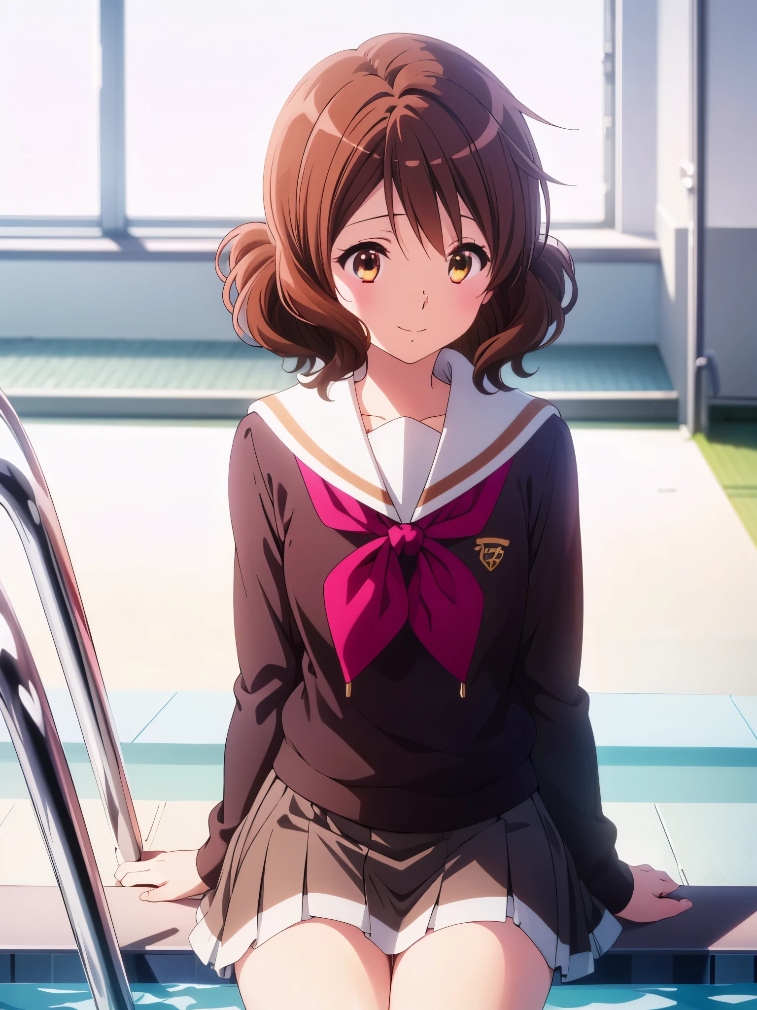   1 girl,   high definition ,   looks away ,   open your mouth ,  And blush ,   opened my mouth slightly,  Awkward,   smiling expression , Anime,   very detailed,  Gentle colors,   anatomically accurate,   high detail on the face,   textured skin ,   very well detailed ,  pee、 character portrait , whole body、　  pee、　 フロントからのwhole body、 I can't make it in time from people standing in front of the toilet watching　  skirtの裾をつかんで　 大前KumikoKitauji High校冬制服《That》　( by Nomi, photo  by Nomi:1.2), (( best quality)),  shift center of gravity backwards,  Quite embarrassing , you_Kumiko_sound euphonium,  brown_hair, short_hair,  brown_eye, , Seraphim, 前hair,  bloomers,  gym clothes,  Sports Boots , ( sit on the ground:1.4),   put your heels on the ground , ( indoor pool :1.2), 膝を excellentげてしゃがむ, put one&#39;s butt on the ground,  black penny loafers,  beautiful facial details ,  Real Human Skin , Gentle expression,  front view, angle from below,  by Nomi, photo by Nomi, Crouching in the schoolyard, whole body, ( stares at the audience:1.2), Since before, from below, ( perfect hand,  perfect anatomy),  score_9,  score_8_ excellent,  score_7_ excellent,  source_Anime,
In a remote place , Kuchiki Kuna ,  brownのeye, 茶hair, short hair, ウェーブのかかったhair, smile,
 skirt,  shirt,  Long Sleeve, , pleated  skirt, Seraphim,  neckerchief ,  brown  skirt,  white sailor collar ,  brown  shirt, Kitauji High , red  neckerchief ,
 indoor, classroom, corridor,  sitting, Chair, Machine,
  Watch Viewers,  was taken by a cowboy, dutch angle,  dynamic pose, big smile 、 exact finger数量、 spread your legs、 exact finger, ( perfect hands,  perfect anatomy), is smiling at me、 1 girl, was taken by a cowboy, skirtめくり, white lace panties, High Quality Anime 、 high resolution, Kumiko、 table top,,,[3D Images:1.5],[[魅力的なeye,fine grain、 Eyeliner, カラフルなeye:1.15],whole、 stares at the audience,8K images, Cute Anime Girls 
 
