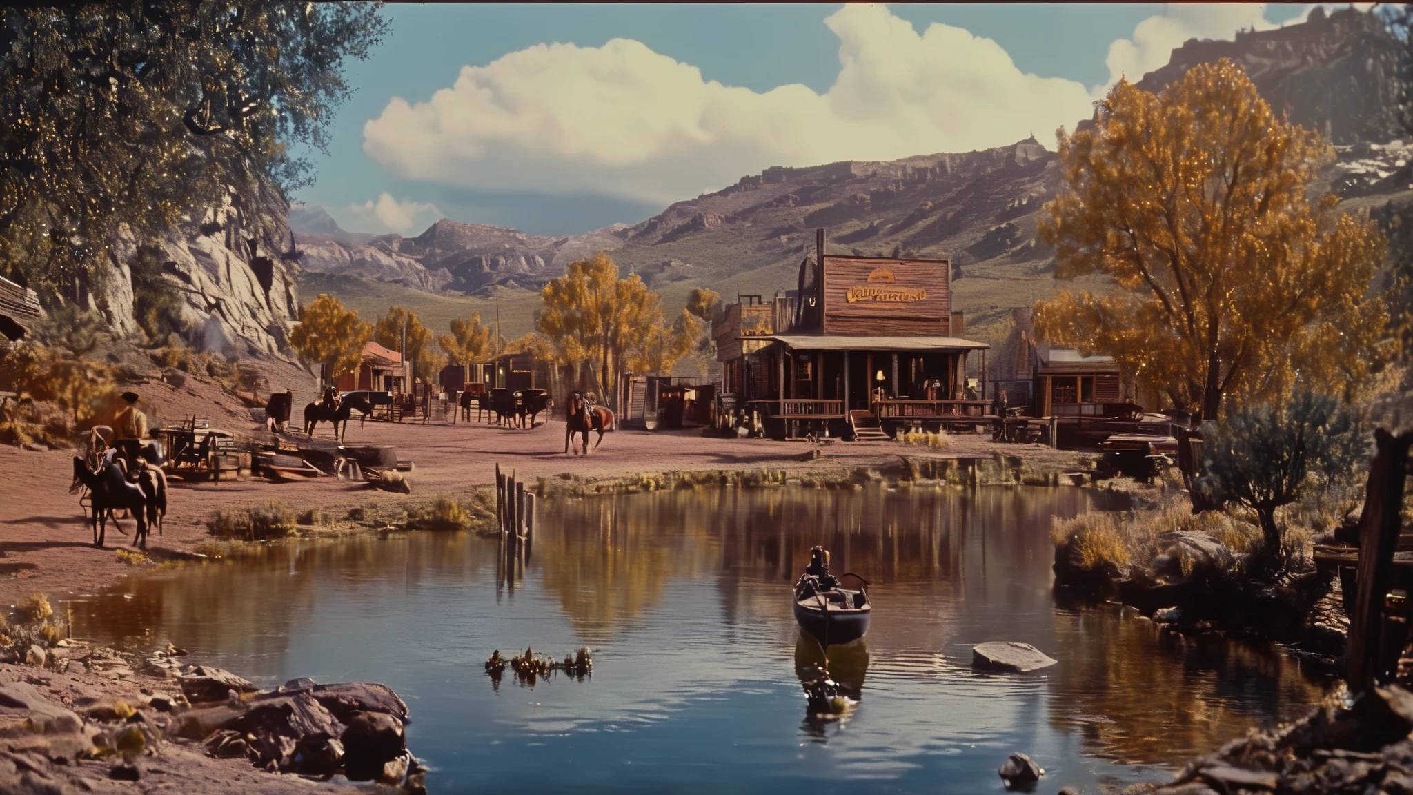 1950's super panavision 70 movie, 4k detailed, old movie, realism, ultra realistic, retro in color, grainy film, western, bokeh, rich and saturated colors, dramatic lighting