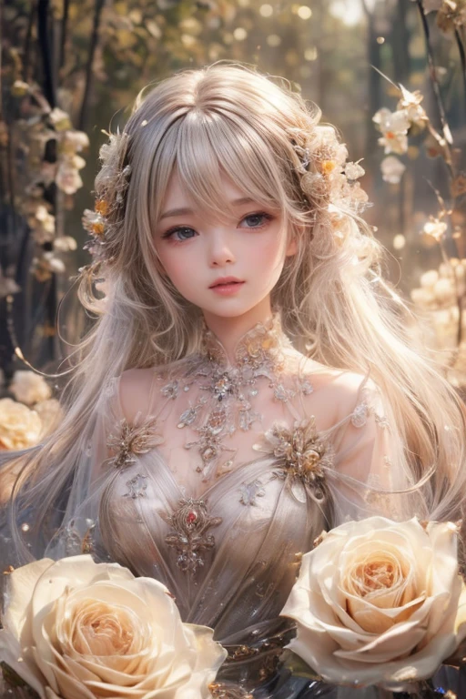 (highest quality:1.4),(masterpiece:1.4),super detailed,8K,cg,exquisite,Upper body,Lonely,thumb girl,Little Princess,flowing coat dress,garden background,detailed facial features,long curly hair,Almond Eyes,Delicate eye makeup,long fluttering eyelashes,Sparkling starry eyes,and a starry gaze, intricate lip details,soft and harmonious style.