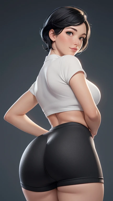 (melhor qualidade:1.4),(pele brilhante), foco corporal, (rosto fofo), obra de arte, ultrarealista, (((melhor qualidade))), ((lindo Finger)), , lindo body, Design de personagem Lindo, ,lighting perfeita, Colorida, brilhante_lighting, ultra high resolution, high resolution, absurdos:1.2, Bokeh:1.2, Reflexo de lente, (vibrante_Cor:1.2), (lindo, medium breasts:1.2), (coxas grossas:1.1), espesso,
Personagem feminina animada, Pale skin, ((rosto encoberto pelos cabelos)), ((vestindo short de preto muito colado adidas)), short adidas ajustado super colado, colar de prata com pingente, Rugas, Red lips, Cabelo longo, vista bunda grande, vista 100% traseira, de quatro, ((mostre a bunda)), ((vista das costas)), vista da bunda, ((enfatizar as costas e a bunda)), ((Elevation of one leg), levantando uma perna, REAR VIEW, keep the same proportions, bunda, back shot, behind diagonal