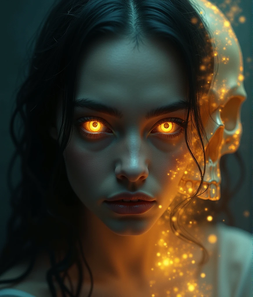 Horror-themed (8k, RAW photo, highest quality), hyperrealistic, intricate abstract, intricate artwork, abstract style, hauntingly, [satan:demon:20], alarming, metallic, dark, glowing, shadow, fearsome grin, frightening, burning shadows, (intricate details),hdr,(intricate details, hyperdetailed:1.2),cinematic shot, extremely high-resolution details, photographic, realism pushed to extreme, fine texture, incredibly lifelike . Eerie, unsettling, dark, spooky, suspenseful, grim, highly detailed