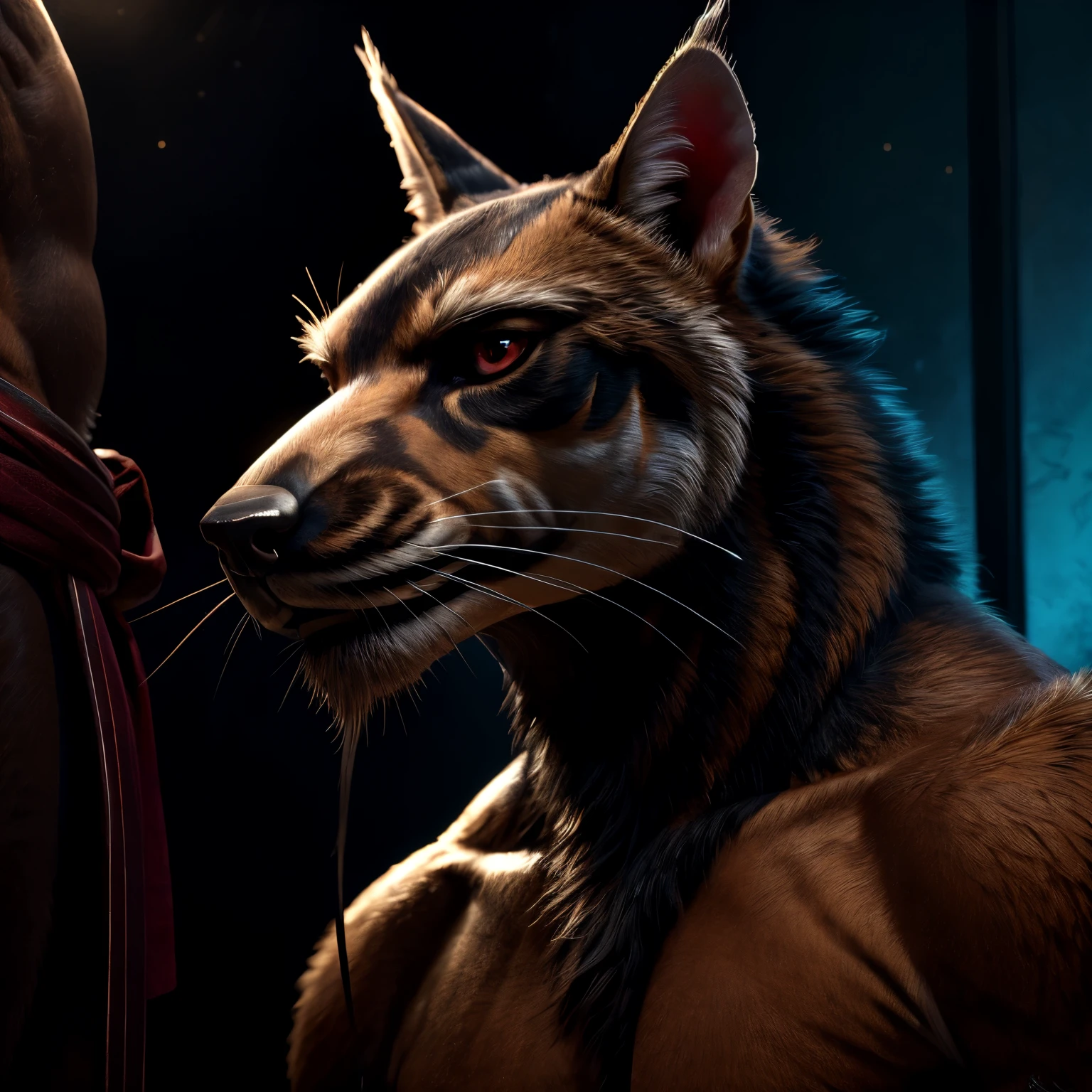 splinter, mature, whiskers, 1boy, animal focus, male focus, red eyes, facial hair, score_9, score_8_up, score_7_up, score_6_up, score_5_up, score_4_up, detailed short fur, seductive, low lights, three quarter view, detailed muzzle, detailed mouth, good looking mouth, (smiling:1), long muzzle, half closed eyes, low lights, dojo background, light effect, (naked:1.3), realistic, (sportive body:1), athletic, (low lights:1), night