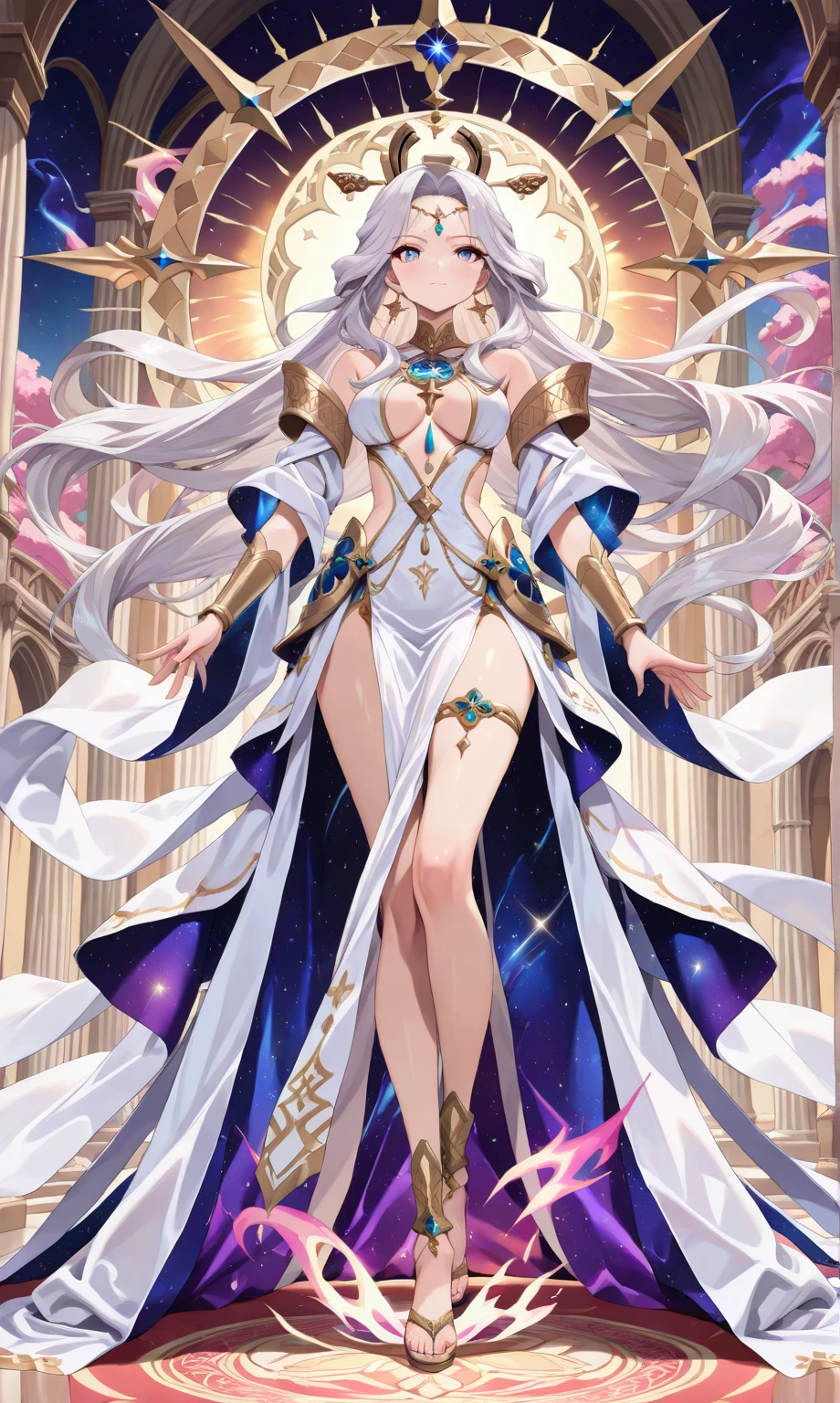 ​masterpiece++、top-quality++、ultra-definition++、ultra-definition++、4k++、8k++、from side、（Background Focus）++、Sexy-dressed woman casts priestess spell to destroy city、Priestess Rune、Priestess Magic、Priestess Flying Above、Priestess Sorceress、Goddess of Priestess、detailed fantasy art、fantasy art style、Blake Beautiful Ancient Priestess Witch、Priestess Queen、Fantasy Art Behans、Beautiful priestess sorceress、Beautiful Priestess Sorceress、Shiny floating priestess fragment、Priestess Magic Circle、 A dazzling priestess spark、Priestess Chain、shrine maiden、Priestess wind-blown hair、Blake Isekai Beautiful、Priestess Crown、Detailed clothing、Mischievous aura、Bewitching face、tall body、Mature body、seductive body、medium chest、detailed beautiful faces、detailed shiny eyes、Detailed skin、Full body break、detaileds、realisitic、4K highly detailed digital art、octan render、bio luminescent、BREAK8K resolution concept art、真实感、Mappa Studio、​masterpiece、top-quality、Official Art、illustratio、Ligne Claire、(cool_color)、perfect-composition、absurderes、Fantasia、Focused、thirds rule