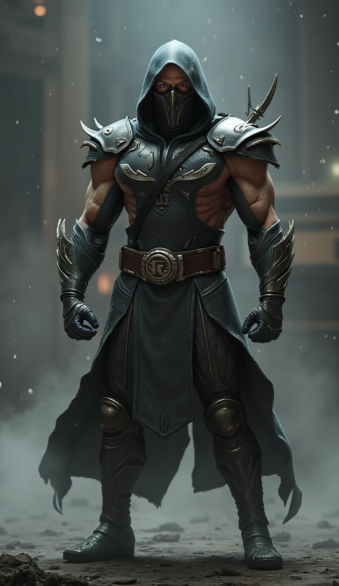 Robert Downey Jr. as Smoke brings a stylish and complex reinterpretation of the character of * mortal kombat*. Wearing a dark gray ninja outfit, almost metallic, he exudes a mysterious and unpredictable presence, with his smoke and shadow inspired look. Your mask, matching the ethereal tone of his skill, partially hiding his face, leaving only his piercing eyes showing, transmitting his cunning and intelligence. A figura de Downey Jr. as Smoke is unique, bringing a lightness of movement and an unmistakable style. He is not only a master of shadows, but a calculating strategist who uses his smoke manipulation powers to disorient and deceive his opponents. Every movement seems to be made with calculated precision, where his ability to disappear and reappear is as agile as a dance, making him almost intangible on the battlefield. With a shrewd expression and an uncomplicated posture, Robert Downey Jr. as Smoke brings a cynical charm to the character. His ability to hide in the shadows, surprising with quick attacks and disappearing like a mist makes his unmistakable presence, creating a mysterious and calculating warrior.