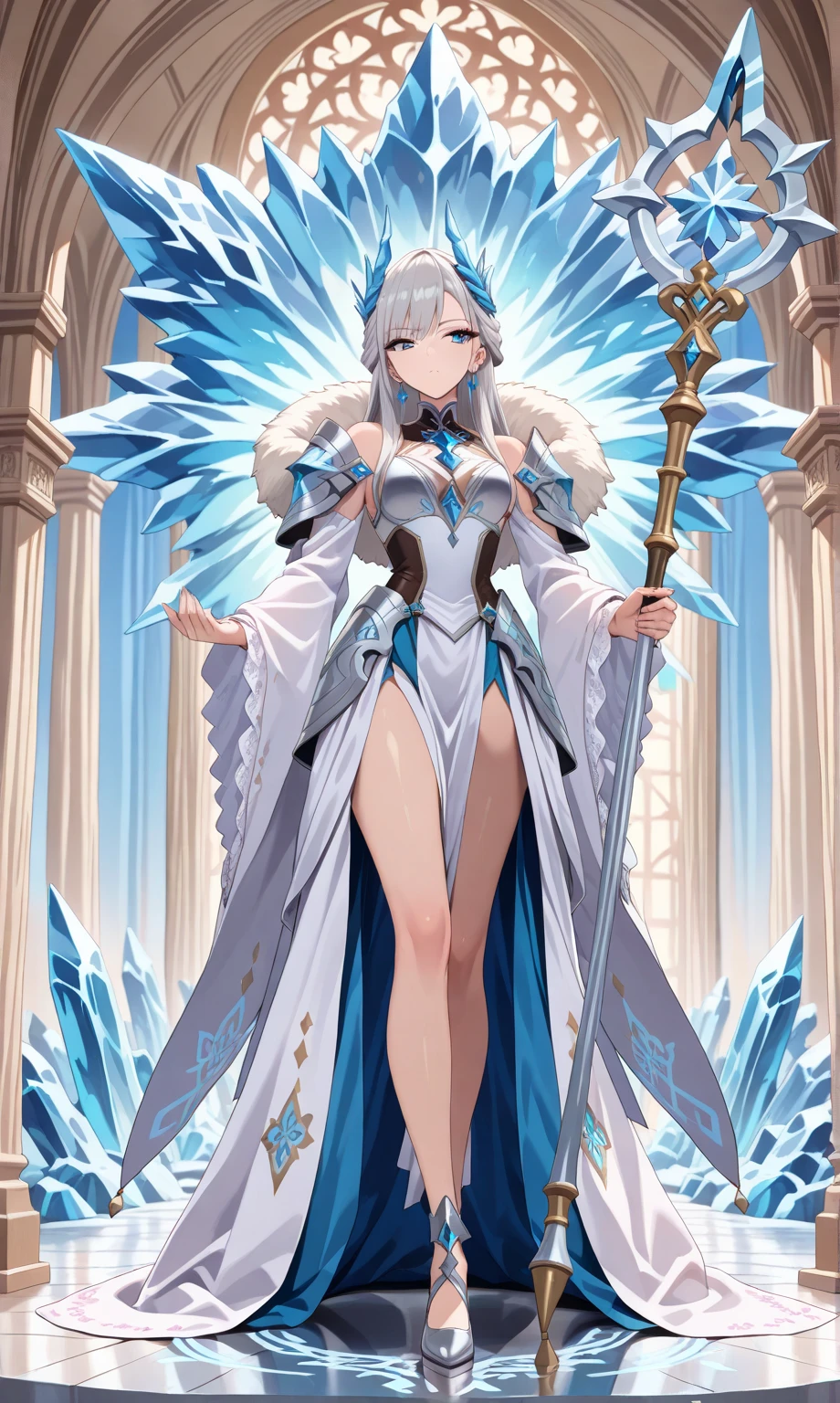 name: Aurora Glaciel Age: Eternal Powers: Aurora Glaciel is the Goddess of Light, of Love and Beauty. She has the gift of emanating a radiant light that illuminates hearts and brings hope to the desperate... Your love is capable of healing the deepest emotional wounds and your beauty transcends the limits of human understanding. Furthermore, Aurora controls the icy waters, being able to manipulate ice and snow with mastery.
Physical description: Aurora Glaciel has long silver hair that shines like the sun reflecting off snow. Her sky-blue eyes emanate a comforting light and her perfectly sculpted body reveals the divine beauty of a goddess.... She wears robes made of ice and snow, that shine like diamonds in the sunlight.
Personalidade: Aurora Glaciel is known for its stunning and pure beauty, unconditional love., capable of warming even the coldest hearts. However, behind your angelic appearance, She hides an arrogant and cold personality, result of centuries of coexistence with mortals and gods. Aurora is calculating and strategist, Always thinking about the best ways to achieve your goals, whether in divine relationships or in battles between the gods.
Personal taste: Although she is the Goddess of Light, Aurora feels a special affinity for icy waters. She likes to spend hours diving in frozen lakes, contemplating the immensity and purity of nature. In the icy waters, she finds peace and tranquility, reflecting on the eternity of your existence and the responsibilities that fall on your divine shoulders.
Aurora Glaciel is a majestic and imposing goddess, whose presence fills the hearts of mortals with hope and wonder. His duality between divine light and icy waters reveals the complexity of his divine nature, challenging conventions and stereotypes about what it means to be an Olympian goddess.