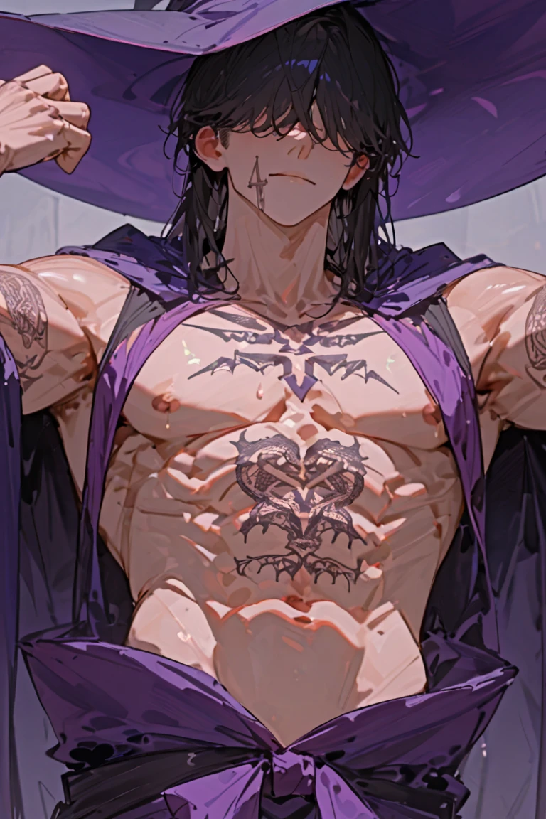 absurdres, highres, ultra detailed, HDR, master piece, best quality, Dabi, black hair, expressive turquoise eyes, Boku No Hero Academia, solo, sexy man, handsome, horny, lewd, black hat, fantasy black pirate clothes, accessories, showing the chest, beach, sea, petals, flowers