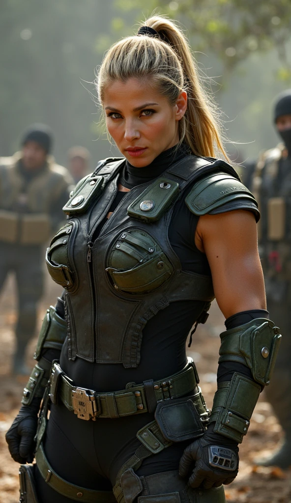 cinematic film still of beautiful (DF1sh31:1.1) woman,as comicbook hero Tank Girl,wearing an (army camoflage flightsuit:1.1) and helmet,standing next to a (armor steampunk tank:1.2),apocalyptic landscape in background,cinematic scene,hero view,(dramatic action pose),8k wallpaper,detailed background,masterpiece,best quality,high quality,absurdres,vivid,shallow depth of field,vignette,highly detailed,high budget Hollywood movie,depth of field,rule of thirds,cinemascope,moody,epic,gorgeous,film grain,PA7_Portrait-MS,<lora:DF1sh31_05B-000003:0.9>,