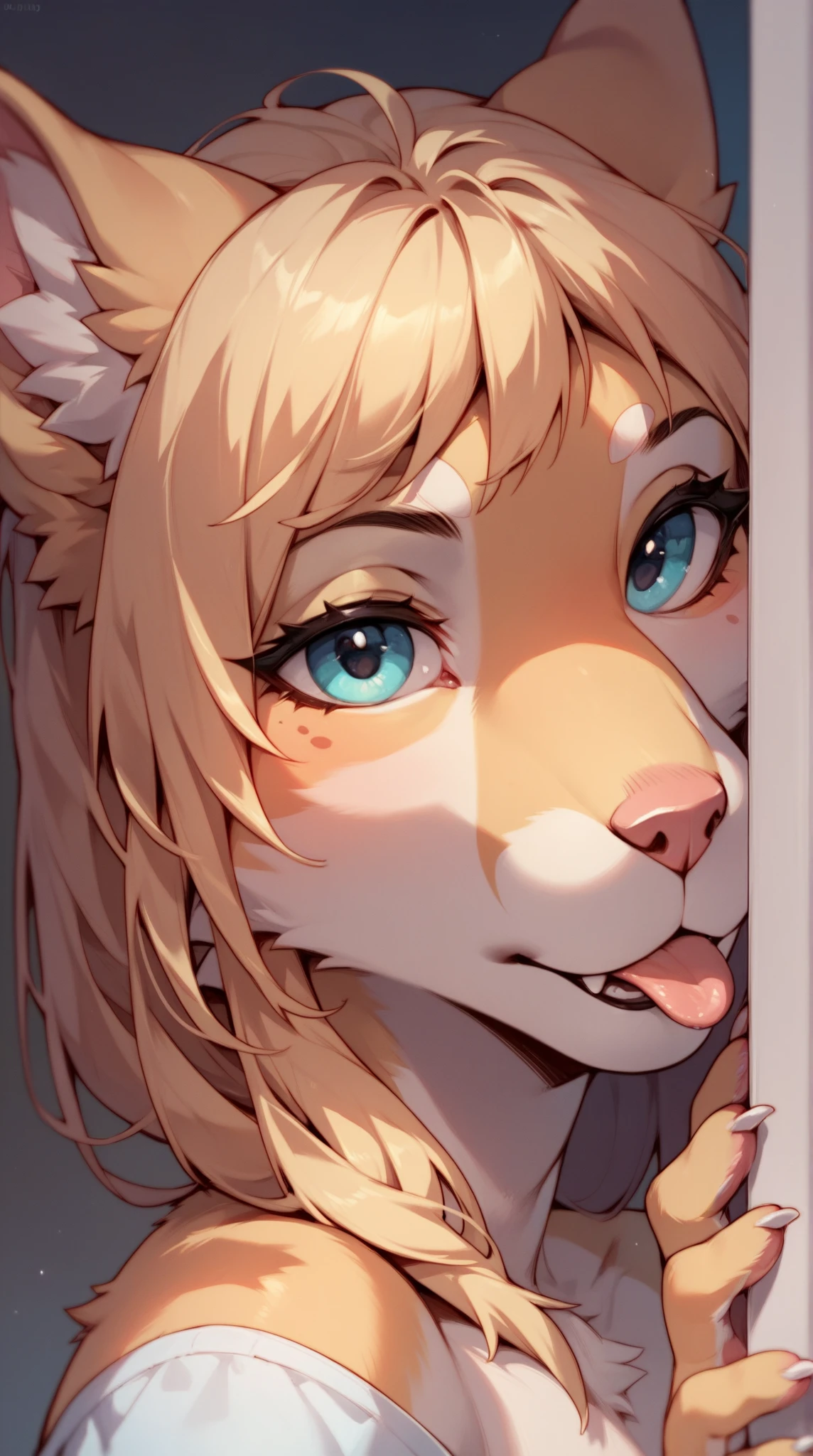 By personalami. Cute furry lynx girl. deep throat pounding. excessive Drooling flows. cum cheeks bulge, cum explosion from nose. First person view