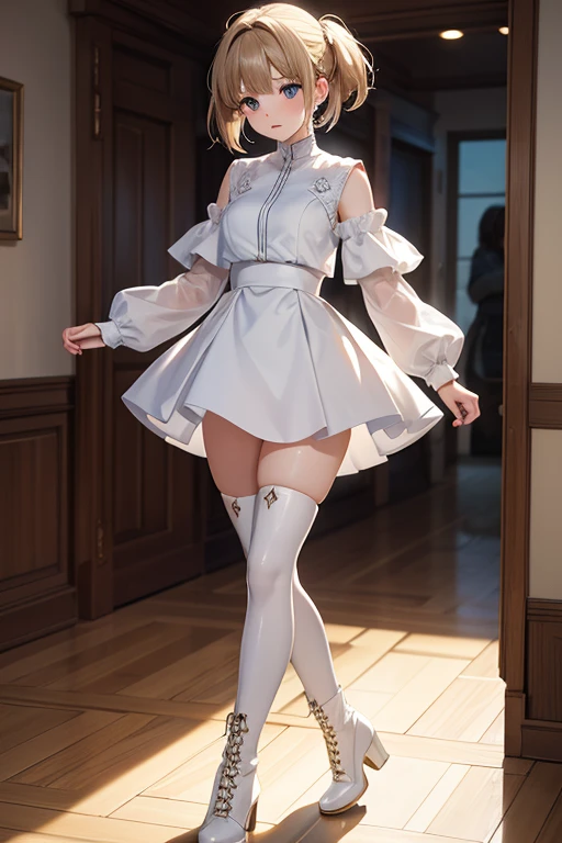 (little loli:1.3), (child:1.2), (Girlish body type), (masterpiece), (best quality), Exquisite visuals, high-definition, (ultra detailed), finely detail, ((solo)), ((gawr gura)), (medium hair), (white Silver hair), (gradient Blue), (beautiful detailed eyes), Kawai, loveliness, off shoulder, looking at viewer, bare shoulders, standing, ((full body)) pale skin
