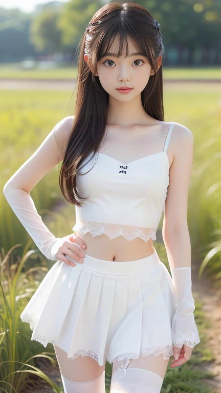 Very detailed、masterpiece、Highest quality、Ultra-high resolution、8K High Resolution、Photogenic transparency、Detailed eyes、Gradation、Spring outdoors、During the cultural festival、A large number of people々、Perfect anatomical figure ,hard disk、Hmph , Nikon Z9 80mm Lens , Tabletop、model&#39;Stance、Colorful Lingerie、Small panties、tiny micro panties、Pubic hair is visible through the lace of the panties、(((The panties are white and cyan lingerie panties made of lace material..)))、(((View all panties)))、Lace sarong material、Sit in a triangular position with your thighs slightly inward.、Panty Focus、Too bright natural light、sunlight、Detailed lace panty pattern、(((Beautifully aligned and white teeth)))、The most popular beautiful employee in the company、Super Slim Body G Cup Bust、Slim model body shape、Beautiful posture、