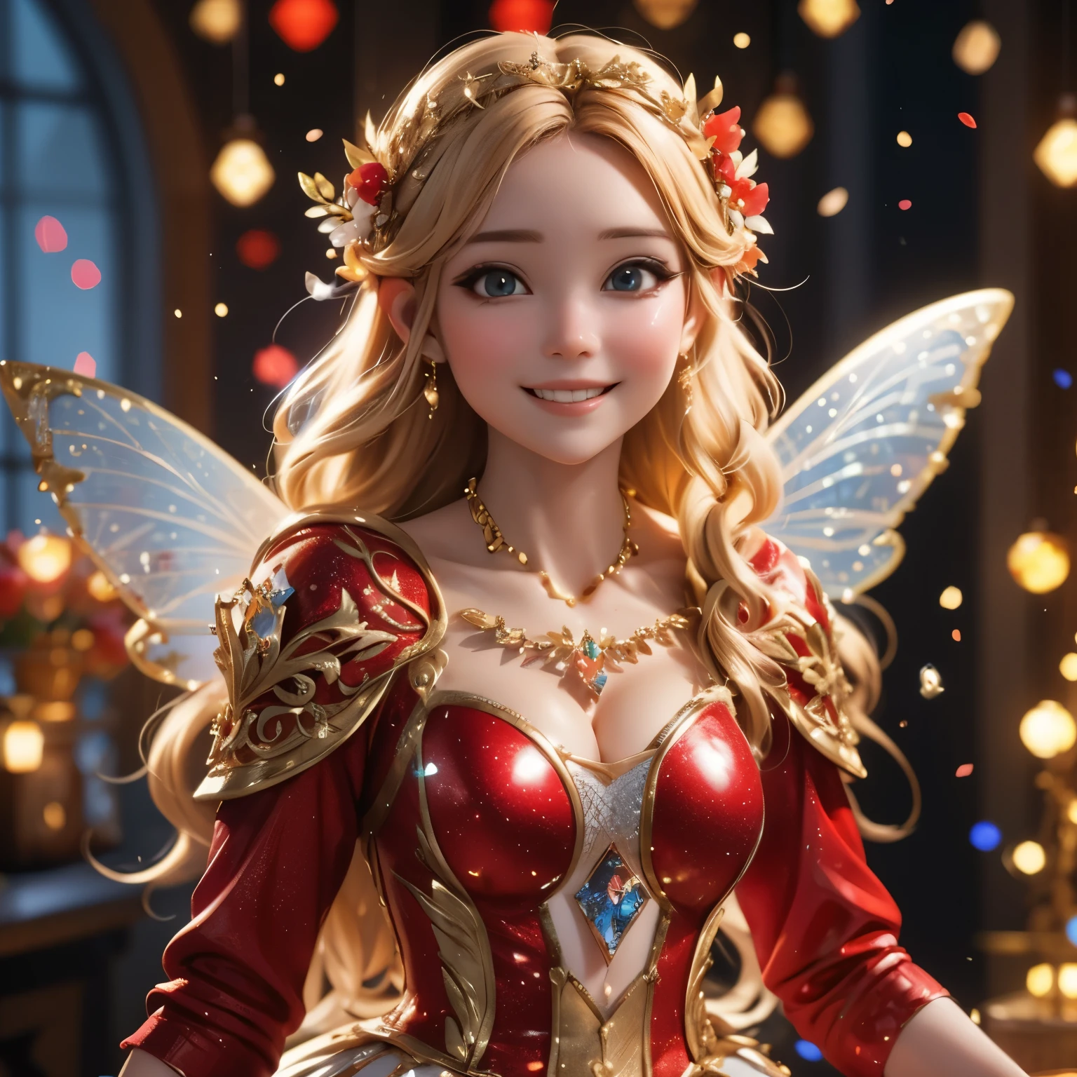 Her smile is cute and her eyes are clear,8K High Resolution,Light Fairy,A gentle gaze