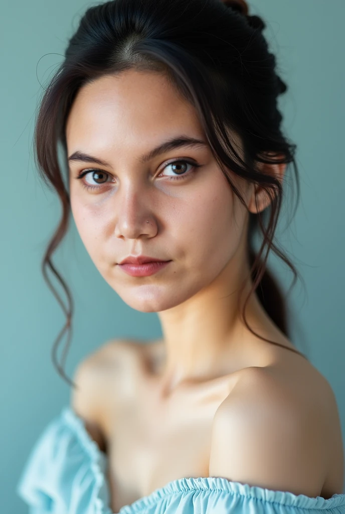 1 girl, blue hair, naked body, pubic hair, good natural lighting, intricate details, hyper realistic, photorealistic, porcelain skin, beautiful detailed eyes, beautiful detailed lips, extremely detailed face, long eyelashes, elegant pose, subtle smile, soft lighting, natural skin texture, depth of field, high quality, 8k, masterpiece