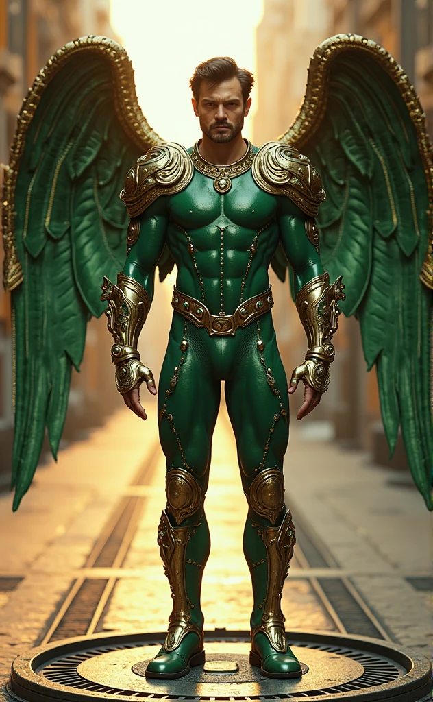 [((highly detailed, detailed eyes, detailed face, clear and realistic facial features, photorealistic, realistic light, cinematic, chest-up shot)), (1 man), Gorgeous and sexy and powerful masculine male angel, (((large wings))), ((faint halo)), ((short blond hair, green eyes)), ((35 years old)), ((wearing flattering angelic clothes)), (((aura of divine power))), standing in a cozy apartment at nighttime, ((light blush)), (((wearing an indignant expression)))]