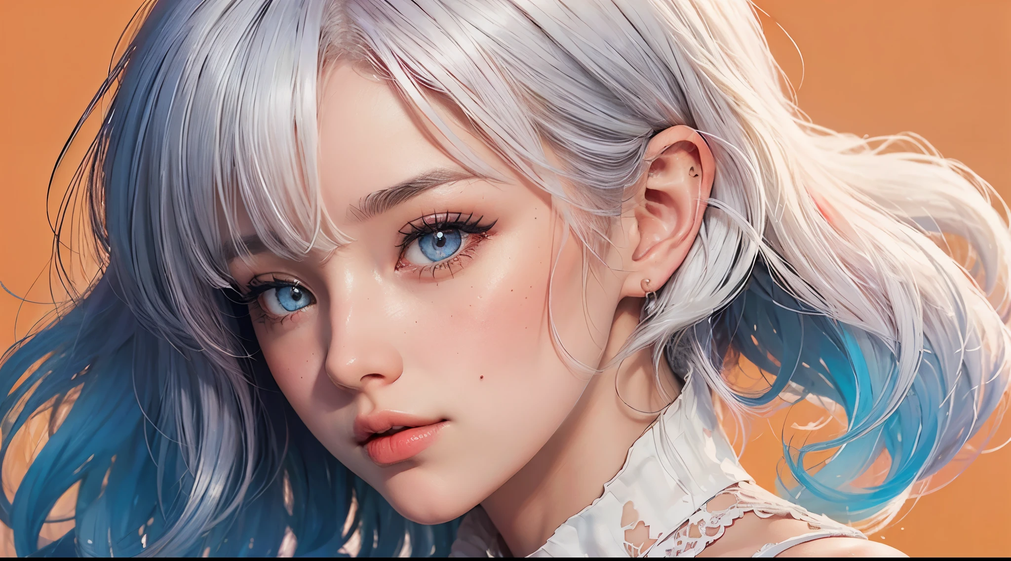 (master part: 1.2, best quality), (beautiful finely detailed eyes: 1.2), ((1st series)), (red eyes: 1.4), (finely detailed eyes and detailed face: 1.3 ), ((girl with short white hair)), (beautiful and clear background: 1.2), (extremely detailed and ultra-detailed CG, best shadow: 1.1), (black dress), ((depth of field)) , ((watercolor)), beautiful conceptual illustration, (orange background: 0.5), (illustration: 1.1), (extremely fine and beautiful: 1.1), (perfect details: 1.1), front view , cowboy photo, scenery
