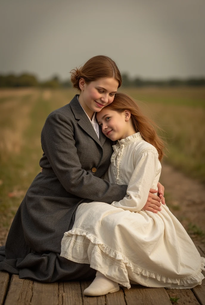 an old photo of a woman and a child posing for a picture, wearing 1890s era clothes, 1900s photograph, 1 9 0 0 s photograph, european woman photograph, early 1 9 0 0's, 1905, 1 9 0 5, 1902, 1 9 0 0's photo, 1 9 0 2