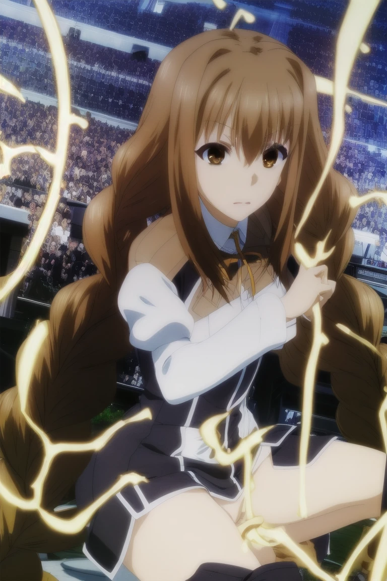 Taiga_Aisaka in sexy Brazilian carnival outfit and light blue stripper sexy platform open high heels posing happy front