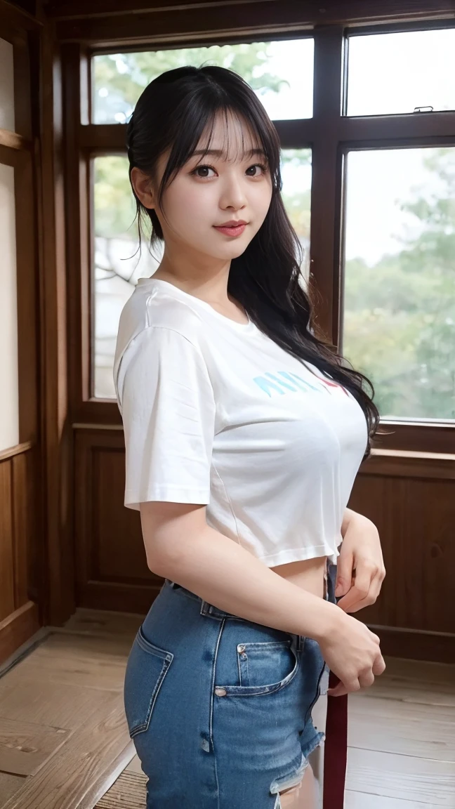 A beautiful beauty, long black hair, big eyes, round face, dress, tight purple skirt, sneakers , slightly fat, plump and sexy, delicate facial features, on the grassy hillside, black grass and words, dark sky and dark clouds, HD, high quality, the best picture quality