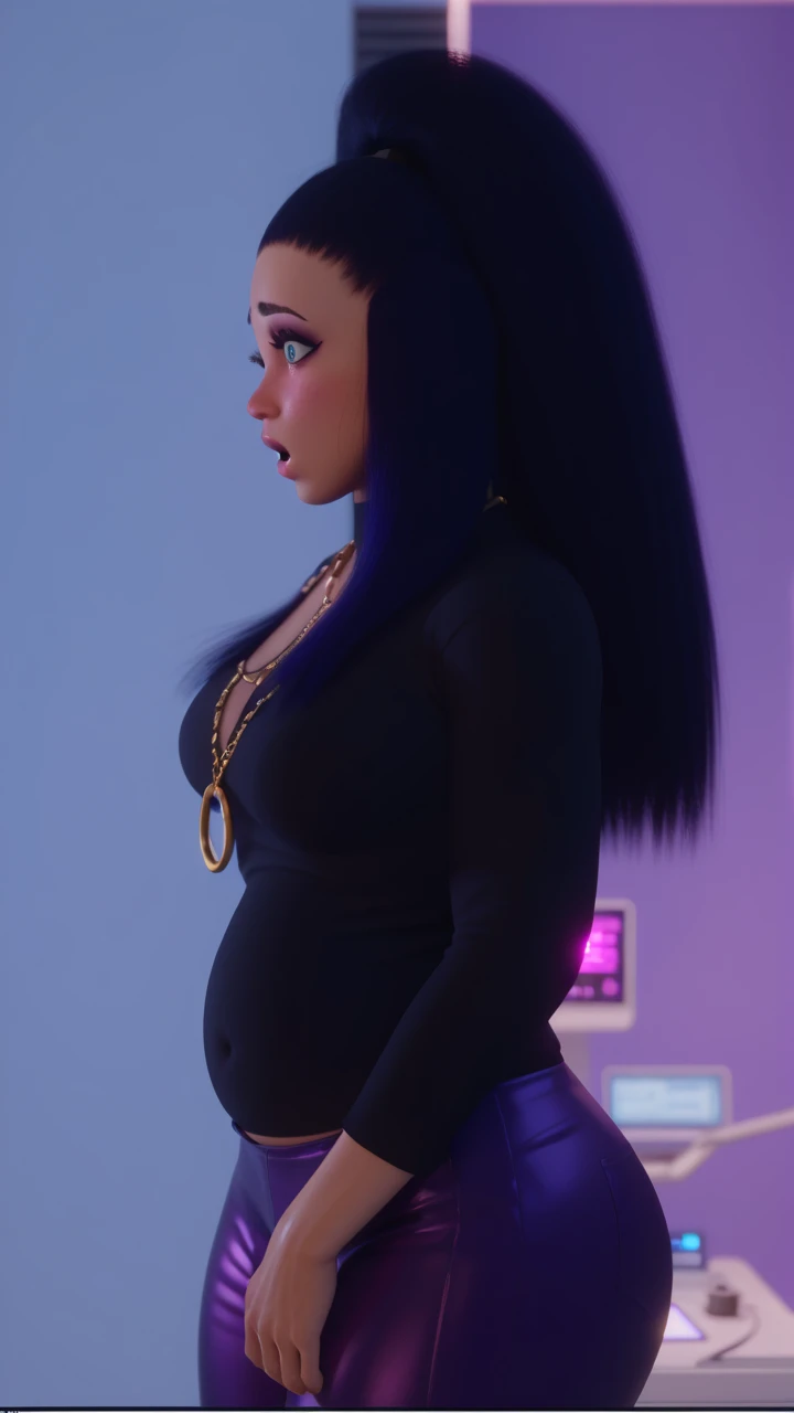 ((melhor qualidade)), ((obra de arte)), (detalhado), (detalhado face), (detalhado eyes), Foto de um Violet Parr, xyzvioleta, (brilho da pele:1.2), pale skin, Gothic, Seios grandes, Gothicic eyeliner, (vestindo um apertado, black strapless bodysuit showing cleavage, mostrando a barriga, (parado em Nova York), Disney animation, 32k UHD resolution, ponto de vista de perto, cinematic angle, Cinematic lighting, Stunning composition, hiperemocional, CRU, plano amplo, Brilhante, vibrante, anatomia perfeita, high resolution, Curvilínio, muito gorda, quadris largos, enorme, coxas grossas e macias, muito gordo flabby arms, Realistic lighting, alto detalhe, Rosto detalhado, sombreamento realista, rolos de gordura, tamanho enorme, seios gigantescos e enormes transbordando de gordura, decote enorme, pesado, mais tamanho, everything is fat, textura macia, lindos olhos grandes, semi-realista, dynamic angle, pattern clothes, muito gordo, Ssbbw, fat arms, muito gordo, immobile, 800 libras de peso, [Breastore gigante maior do que agora, e cada vez maior, queixo duplo, fat neck, barriga grande e pastosa, Chubby arms