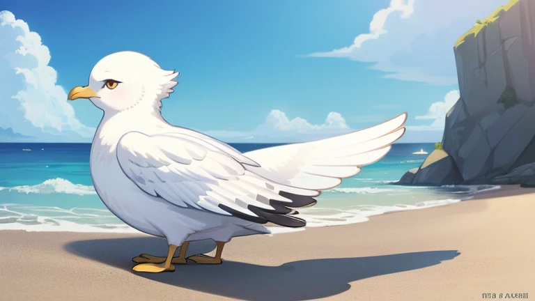 ,4k, 8k, raytracing, photorealistic, realistic, shaded, extreme detail quadruped, detail, detailed, extreme detail, 8k, real, realistic, crisp, sharp, high quality, shadows, raytracing, volumetric light, bloom by nurinaki, beach, (solo), girly, femboy, male, tail up, tailfeathers, feminine body, rear view, presenting butt, twink, thights, grabbing butt, spreading cheeks, surprised, horny, white eagle, avian, bird, orange beak, brown eyes, masterpiece, best quality, beautiful eyes, looking at viewer, topless, balls, backsack,