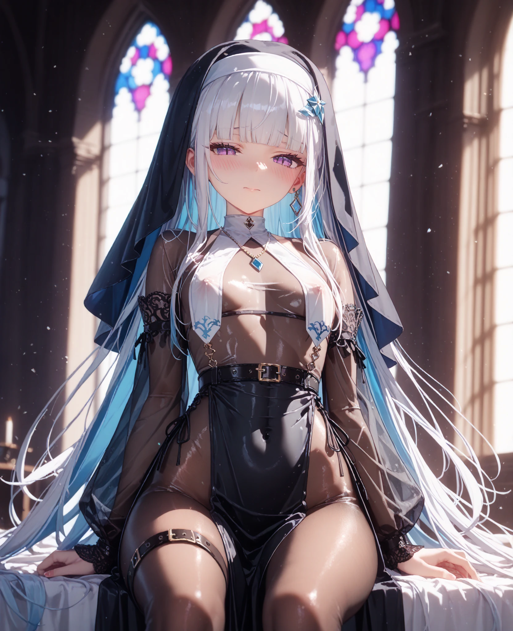 silver hair、golden eyes、18-year-old、cute face、nude、Show off the dildo inserted in the anus、Grab your buttocks and spread them、Pissing