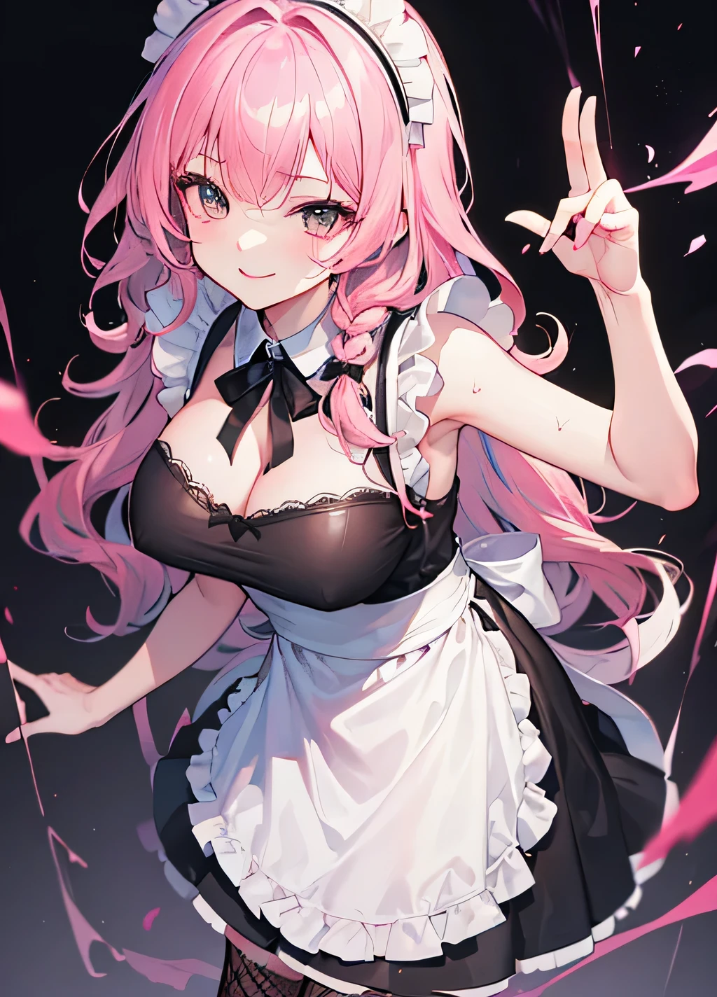 masterpiece、highest quality、Very detailed、Photograph the upper body、1 female、(Put your arms behind your back:1.2)、Are standing、Turn your body forward、View your viewers、(pink idol costume)、break,blush、shy、Pink Hair、Open your mouth、stage、Big Breasts、