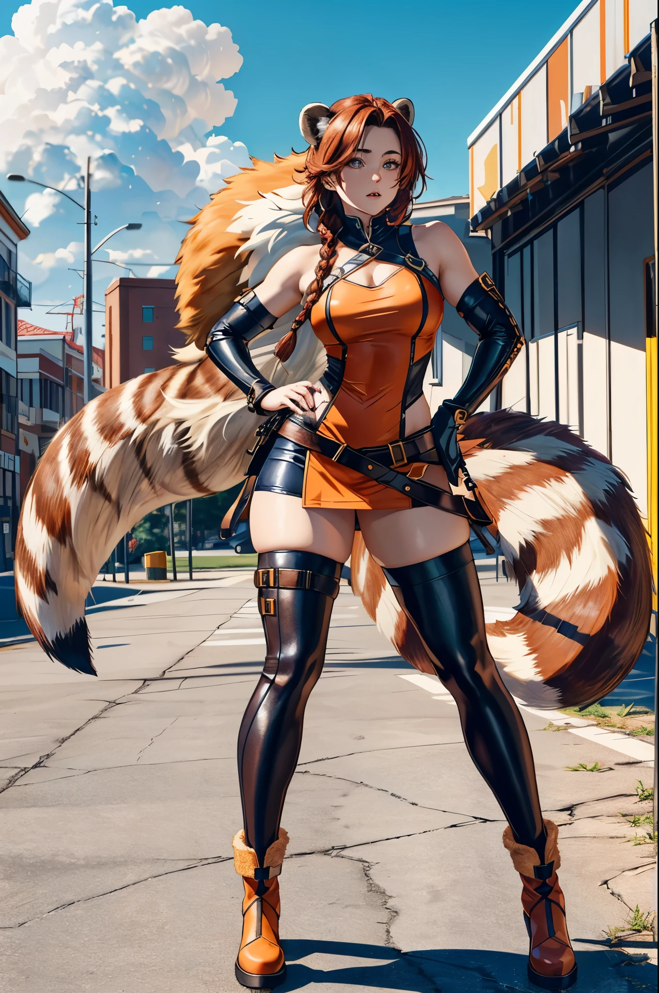 Highly detailed, High Quality, Masterpiece, (1girl, solo:1.4), (Tanooki.1.2), raccoon tail, tail, animal costume, <lora:Tanooki_Outfit-06:0.7>, (full body.1.2), smile, Raiden_Shogun_\(genshin impact\), blue hair, <lora:Char_GenshinImpact_RaidenShogun:0.7>, (detailed face and eyes:1.4)