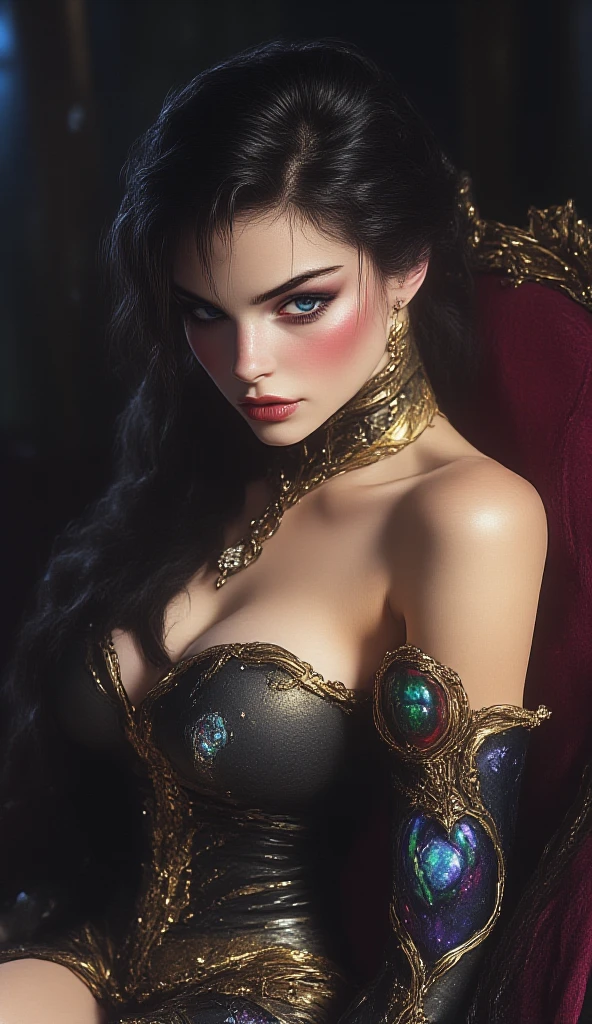 (Masterpiece - Ultra-Detailed, High Resolution) Prepare to be enchanted by a true masterpiece that combines ultra-detailed art with high-resolution rendering. This work shows a mesmerizing woman, with long, brown hair, 1950s style, Marilyn Monroe (1.3) and captivating dark brown eyes (1.2), (brown eyes). New York illustration style, wearing red lipstick, emanating an aura of elegance and mystery. Wearing classic 1950s clothing. Intricate details and realistic textures invite you to explore every aspect of this enchanting composition. Victorian dress. , dynamic poses, closed mouth. Different posture. Very classic, sitting on the sofa. Get ready to dive into a world where beauty and craftsmanship merge perfectly. Upper body.
