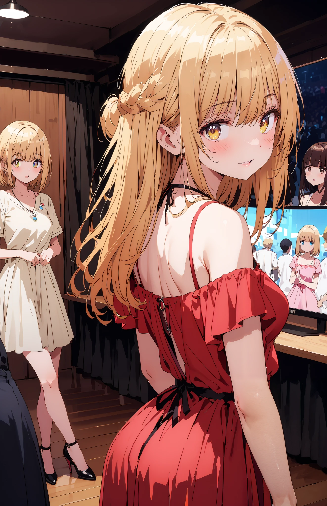 (((focus panties))), ((Angle from below)), 1boy, boy masturbation, (penis), (boy is lying), (Boy looks up at the five girls from the ground.)、(Five girls are standing in a circle around me)、((seductive evil grin)), (((5 giant girls)))、(((angle from below))), 5young face, (thighs), 5panties, belly button、(In a crowded train)、Young cabaret girl、(Casual short One Piece)、Hostess hairstyle、(leopard panties)、(((Open neckline dress)))、(((skirt pull))), Young face、(((The girls are watching the boys masturbate and grinning))), (((eject cum))), ((Masochist boy)),