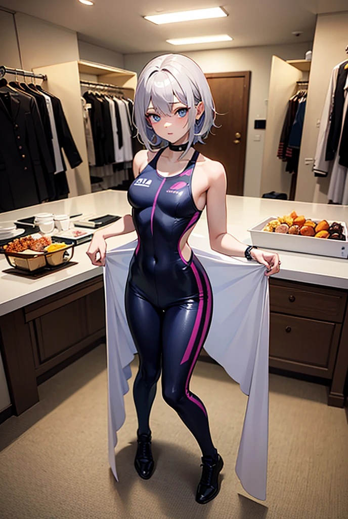 female
Height 139cm
(Age 11:1.4)
Silver Side-swept updo
(;o :1.5)
Cybernetic research facility with advanced android prototypes