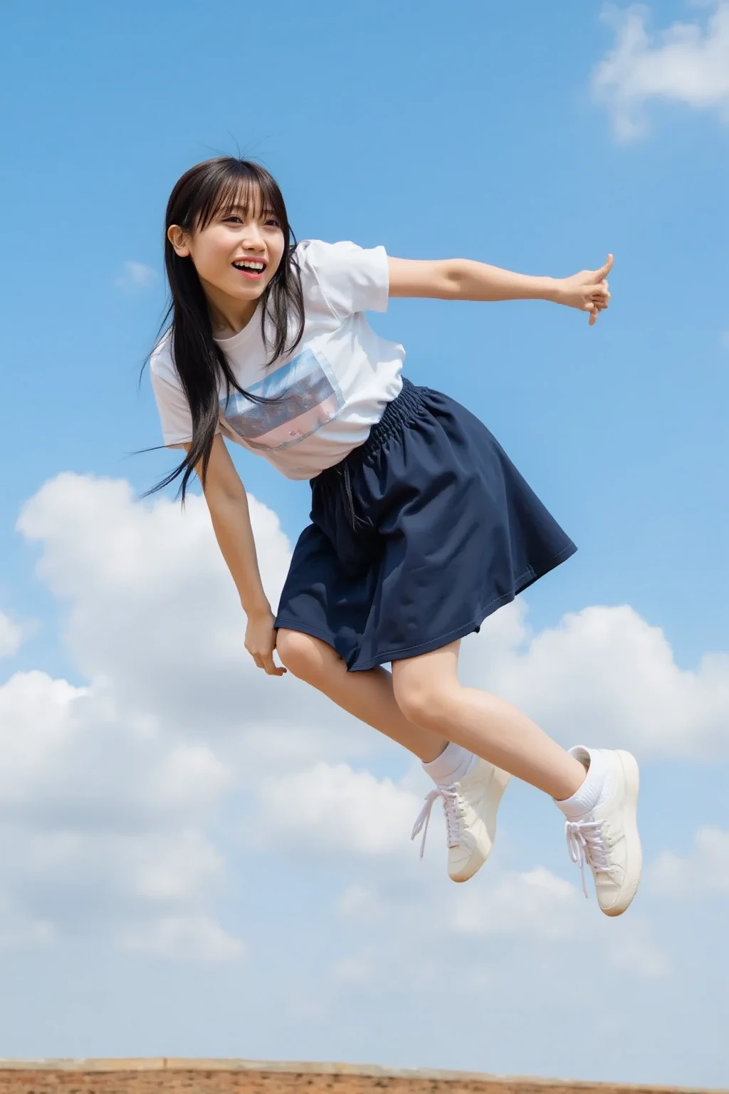 Girl Flying in the Sky、Cute smile、Cute face