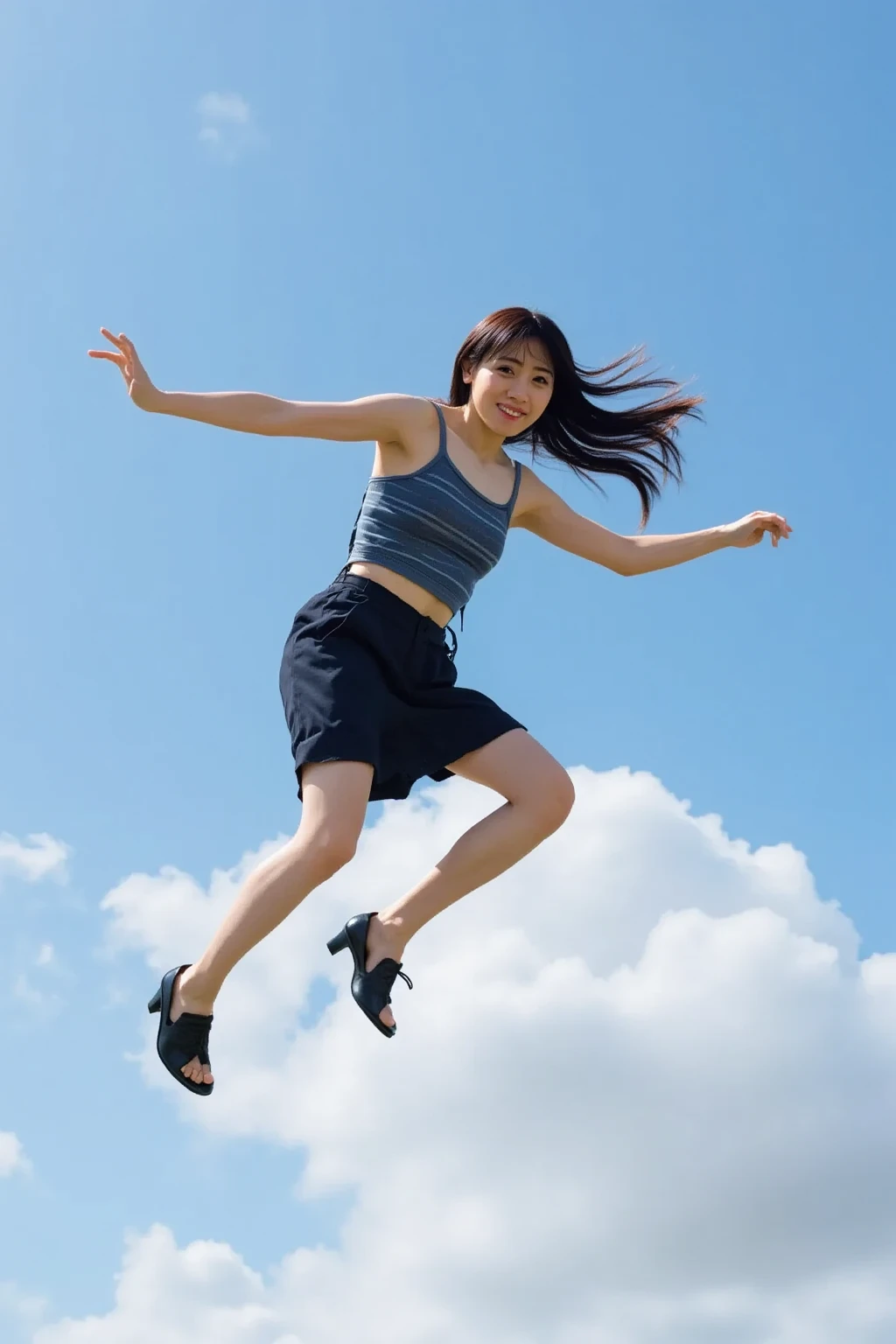 ((ExtremelyDetailed ( KAWAII Girl Floating in the Air:1.37) in WHITE at Dusk Enoshima Beach)), (masterpiece 8K TopQuality) (ProfessionalPhoto:1.37), {(Standing Full Body:1.2)|(from below:1.2)}, Different types of hair colors, {(White skinny(School Swimwear))|(SchoolUniform with WhiteSkinny LowRise shorts)}, {Detailed Childish hand|Hidden hand|Armpit|Different types of breasts of various sizes from HUGE to FLAT|(Clearly Visible the shape of Butt)}, Joyful Expressions LifeLike Rendering, PerfectLighting, Dazzling Horizon, (Starry IridescentParticles) ColorfulClouds