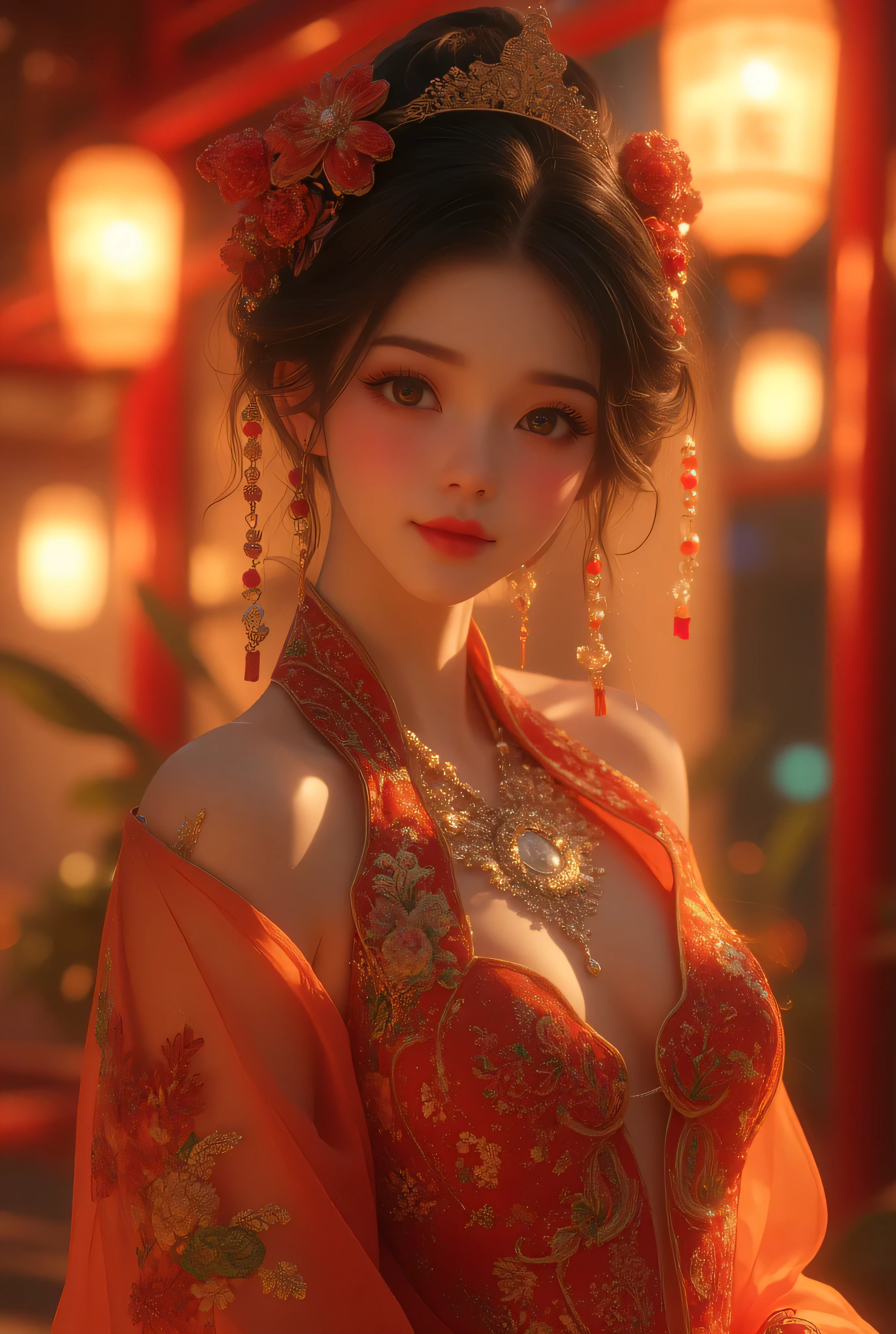 generate sexy chinesse lady with huge boobs wearing sexy traditional chinesse dress, at traditional chinesse gazebo, (((show her cleaveage))), show her boobs, red lantern ornament, river background, beautifull sky, detail, 8k, beautifull panorama, masterpiece, best quality:1.2),(8k,highres,RAW photo,realistic,photo-realistic:1.3),(detailed skin texture,detailed cloth texture,beautiful detailed face:1.25),professional lighting,photon mapping,beautiful soft light,radiosity,physically-based rendering,raytracing, model shoot style, model shoot style, (extremely detailed CG unity 8k wallpaper), full shot body photo of the most beautiful artwork in the world, (((nsfw))), (((nude))), (((naked))), (((nipples)))