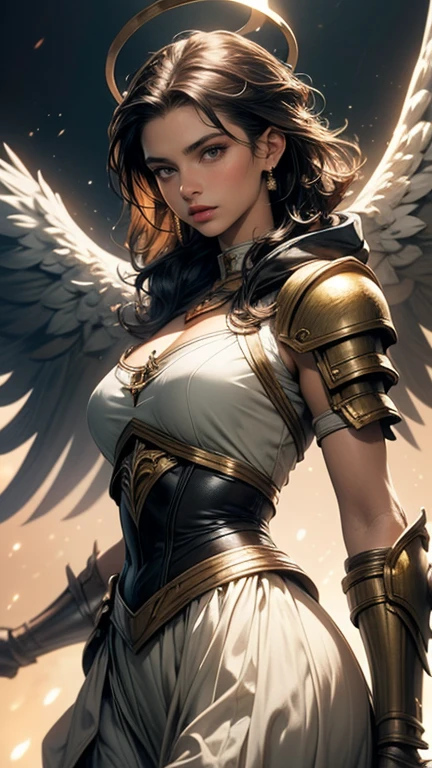 (Perfect_hands), (extremely detailed hands), (masterpiece:1.6), best quality, detailed face, detailed skin, detailed eyes, sharp detailed skin, detailed hands, small breasts, large hips, perfect detailed body, Cinematic camera shot, hot Angel with detailed wings flying over the sky, wind blowing, (Majestic armor:1.5), (flying pose:1.5), PAWG, natural lighting, fantastic, photorealistic, 4k, 1girl,