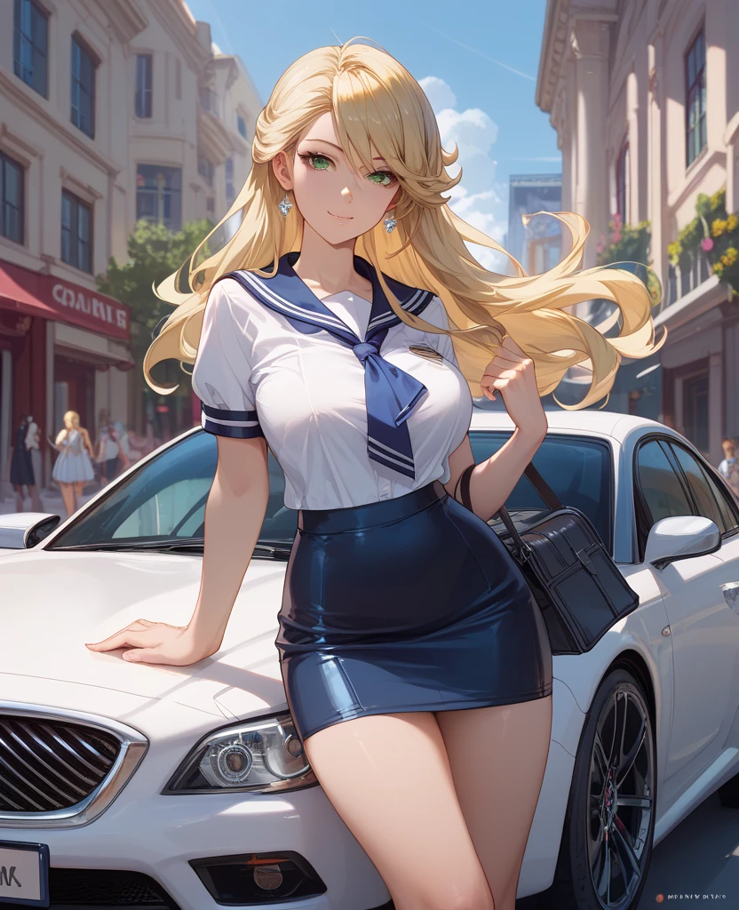 (best quality, 4k, 8k, highres, masterpiece:1.2)
ultra-detailed
detailed face
detailed lips and eyes
attractive appearance
expressive face
realistic
BREAK Valerie the Thief beautiful caucasian woman with messy wavy shoulder length blonde hair
23 years old
((big eyes))
(brown eyes:1.3)
brown eyebrows
fair skin
lean and athletic
BREAK detailed
perfect fingers
perfect hands
detailed perfect face
anime style
intense blushing
smirk
beautiful detailed brown eyes
arrogant caring slightly shy and slutty expression
(solo:1.2)
medium beautiful hair tied in one braided ponytail
(full body) (business suit:1.1) (tie:1.1) (Business shirts) (Business Skirts) (Business tights) (outside)
(alluring pose)
diverse and dynamic poses
ass visible through thighs
(motorcycle or sports car)
defiant expression