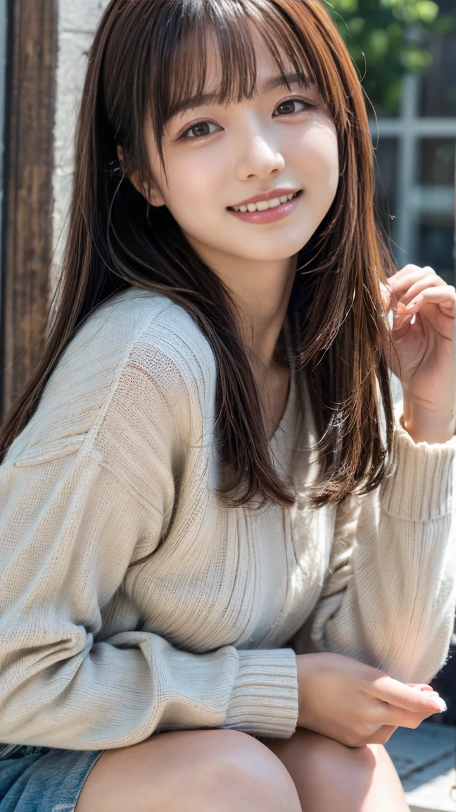 (8K、top-quality、​masterpiece:1.2)、(realisitic、Photorealistic:1.9)、(A smile:0.2)、medium breasts⁩、beautifully detailed eyes、full body Esbian、(solo:1.8)、(Looking at the audience:1.3)、Hair on damp hair、Smiling on a quiet street in the park、Bob hair that doesn't reach the shoulders、The ends of the hair hit the shoulders and bounce in a U-shape、Loose curly hair,、Light bangs、I have bangs、Beautiful dark brown haired woman in her 20s。Insanely cute in the world.、It has a sophisticated atmosphere。Walking on the white sidewalk,、He looked around gracefully.、 contrast to the bustling atmosphere of the city、、、、、Radiates a quiet beauty。Her smile is on the people around her々It is directed at々It is directed to々This is、々This is、々Gives a happy mood to