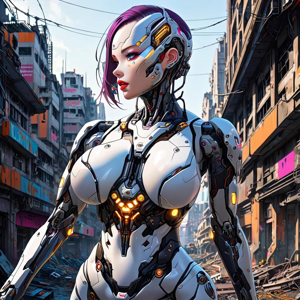 (beautiful cyborg queen:1.5), (robotic mechanical physique:1.5), (1 super muscular cyborg demoness:1.5), (covered in cables and mechanical muscles:1.5), (android muscular anatomy:1.5), (perfect fingers:1.25),(8k, RAW photo, photorealistic:1.25), sci fi atmosphere, futuristic technopia, alien landscape,