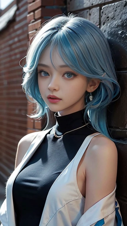(Masterpiece, Best Quality, High Resolution), White Background, Acrylic Paint, ((Color Splash, Splash of Ink, Color Splash)), Sweet Chinese Girl,shoulder length bob Hair, [Light Blue|Pink] Hair,straight Hair, Glitter, Peach Lips, White Shirt, Front, Upper Body