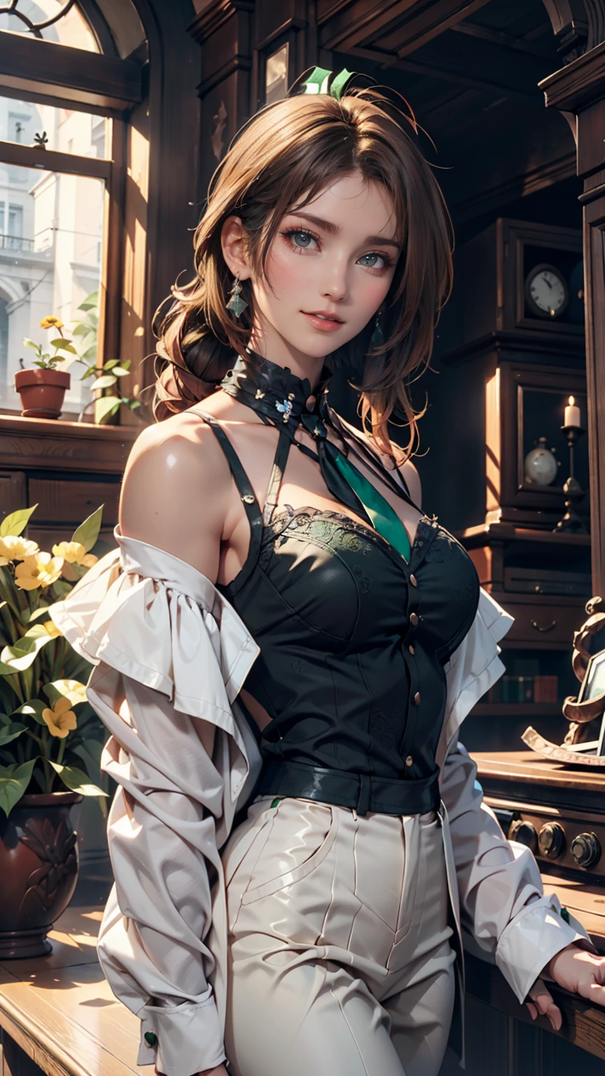 24-year-old woman、Attractive Young Woman, (Beautiful Face:1.1), Detailed eyes, Seductive lips, (eye make up:1.2), (Medium chest:1.0), (Toned body:1.2), Sexy proportions、Narrow waist、Erotic female body、Split Ponytail((split ponytail))、Silver Hair、High neck blouse with lace embellishment、High Waist Skirt、Silver accessories on the wrist、Stiletto heels、Arms crossed、smile、Starry Sky、meteor、Xin Haicheng、Cowboy Shot