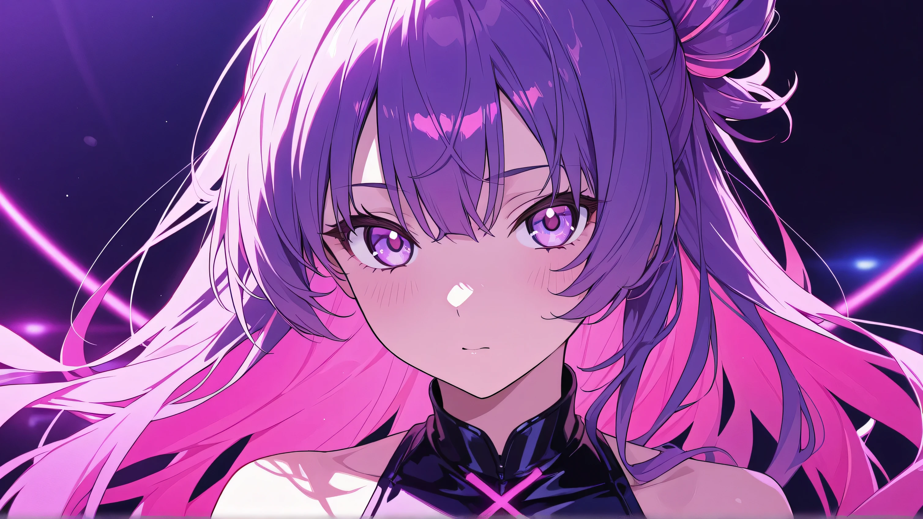 Shoujo Anime Hair Curls Fluorescent Shiny, Color Purple Neon Orange Neon