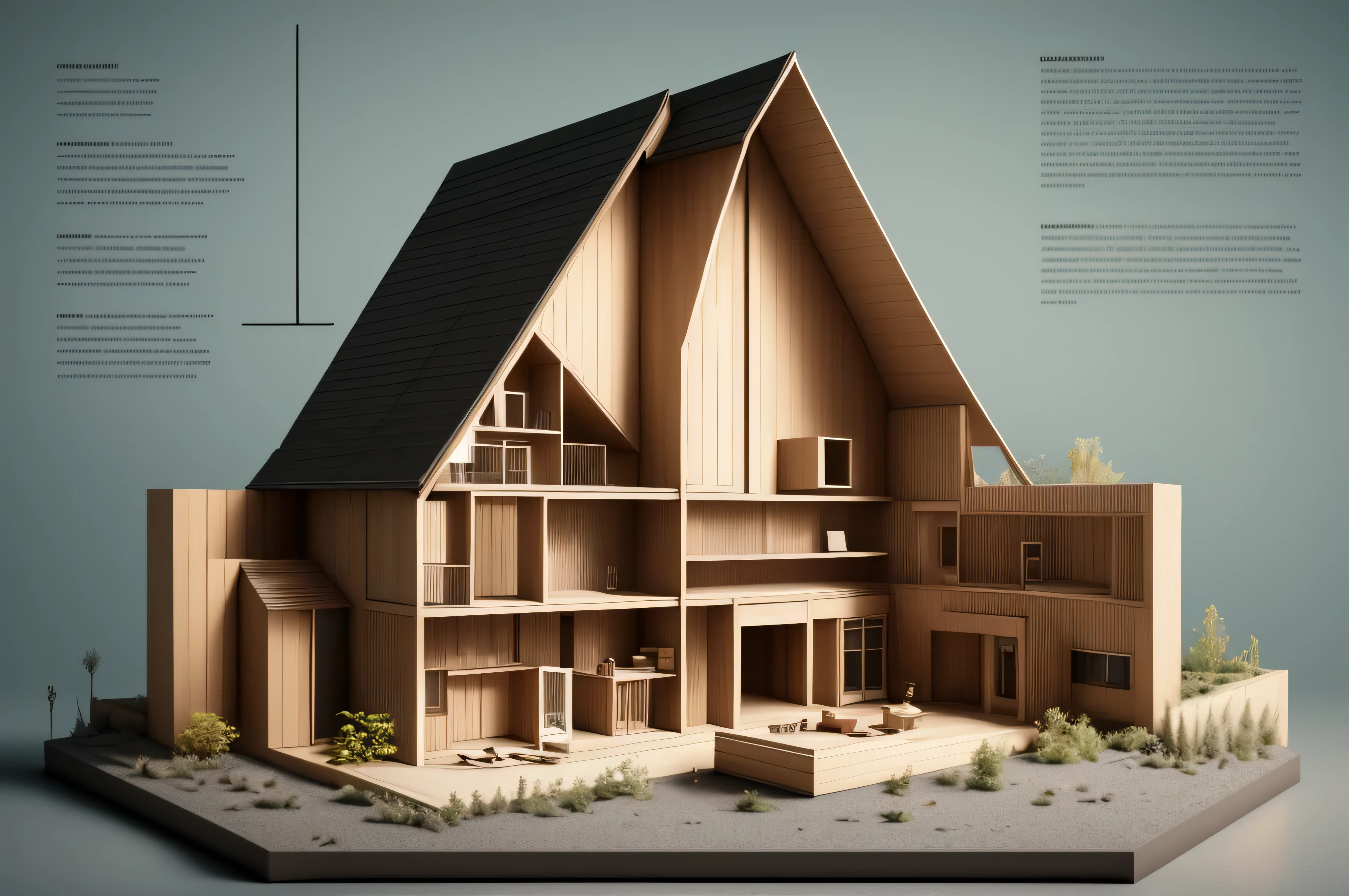 a graphic compositionof a small colofull house, that shows the relationship between money and the construction, also showing the structure of a house.