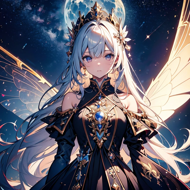 Absurd , High resolution, Super detailed, (One girl:1.3), break, Fantastic dresses, hat, break, Light Persona, Dark person, Mind control, fractal, whole body, Sealing, Artistic Background, Blue luminescence, Geometric, organic, bless, agreement, Sublime, Majestic, Noble, expand, solvable, anti-gravity, antimatter, A guardian angel, holy, sacred, spiritual, Dignified, Red bioluminescence, flower, Holographic Wing, magic cirlcle, Photon, butterfly, scale, Milky Way, Beark,