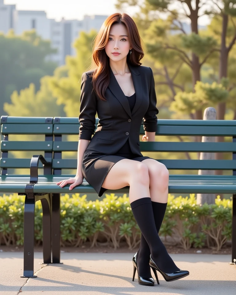 Best-quality, Masterpiece, Ultra-High-Resolution, (Photorealistic:1.4), Raw-Photo, Extremely-Details, Perfect-Anatomy, 

1girl, the most famous Japanese model, standing on street with autumn leaves and trees, fullbody-shot, from below, looking at viewer, beautiful smile, wearing trench short coat and white blouse with frills and pleated miniskirt and knee high boots, extremely beautiful face like a most popular Japanese model, extremely beautiful big black solid circle eyes, extremely beautiful hair, extremely beautiful realistic skins, excitement beautiful breasts, detailed trench short coat, detailed white blouse with frills, detailed pleated miniskirt, detailed knee-high-boots