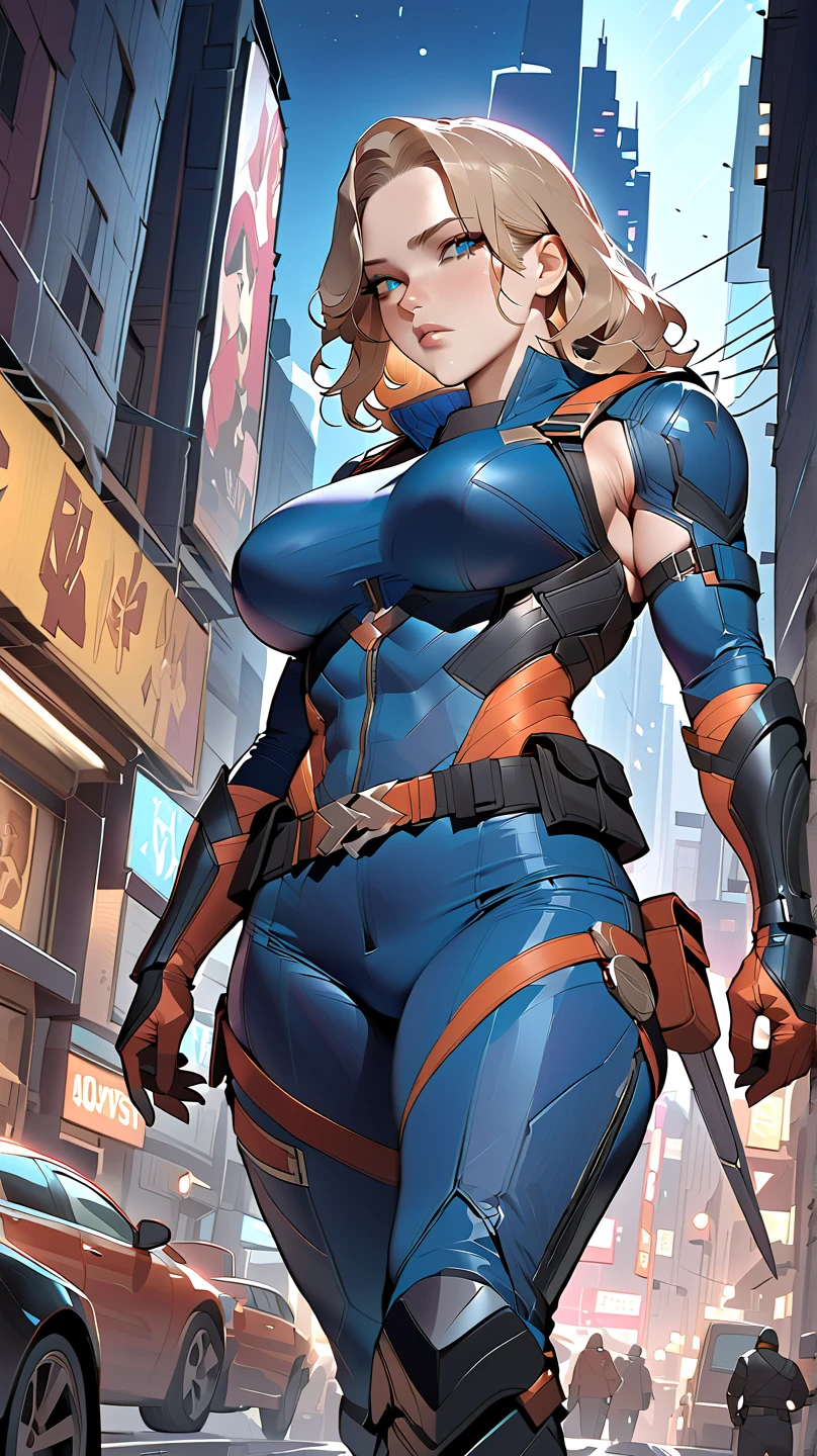 (((mulher))), (((melhor qualidade))), (((obra prima))), (((adulto))), (((1girl))), ((( corte de cabelo bob ))), Uma gladiadora cyberpunk mulher de 25 anos com corpo perfeito, shoulder pads with metal spines, Gladiadores do Brooklyn, (( corte de cabelo bob )), tiny leather panties, camiseta de time de rugby rasgada, quase nua no estilo selvagem urbano de Simon Bisley para a capa da revista Heavy Metal, Cabelo loiro curto, Minimum clothing, Metal protection on the left arm with intricate graphics, Dark red with white stars and white and navy blue checkerboard pattern, armadura, cheio de pontas e rebites, (((do joelho pra cima))), cabelos loiro branco curto, no fundo uma parede pintada por Shepard Fairey com um design intrincado