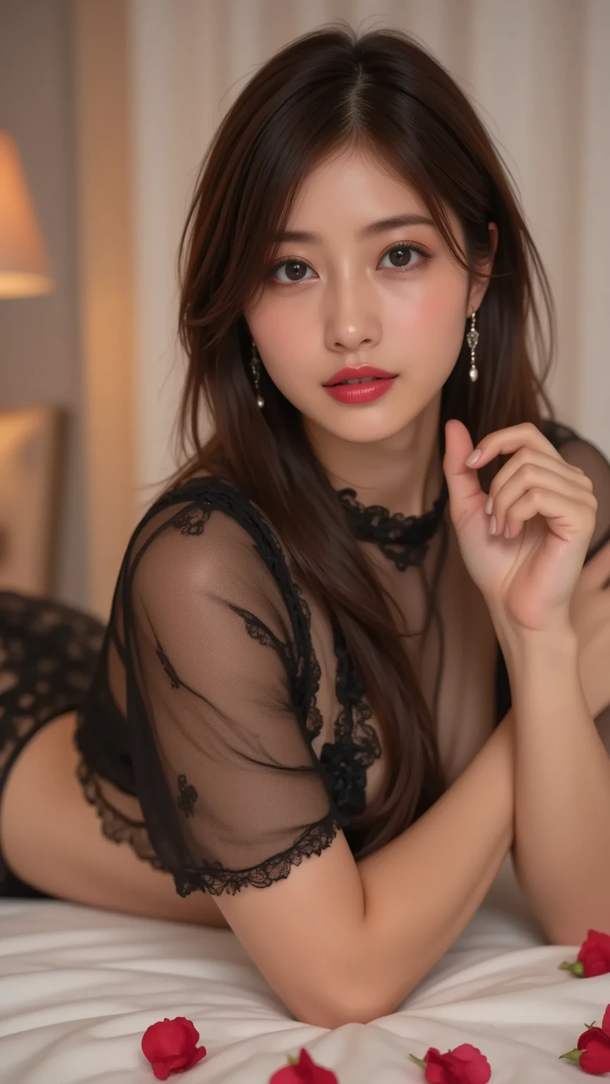 (RAW photo: 1.2), top quality, beautiful detailed girl, bunny girl, angry face, highly detailed eyes and face, beautiful detailed eyes, huge file size, high resolution, high resolution, 8k wallpaper, fine detail, highly detailed ticker uniform 8k wallpaper, light on face, movie lighting, 16 year old girl, sexy pose, (photorealism: 1.4), illustration, Surrealism, from below, super detail, masterpiece, Playboy bunny, fishnet pantyhose, lying in bed