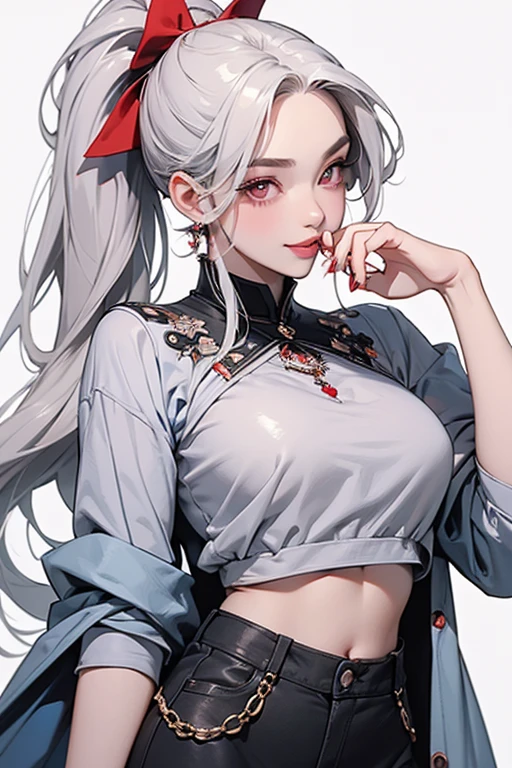 (Ultra-realistic,32K, masterpiece:1.2),(Skin with attention to detail:1.1),( 8K Ultra HD, Digital SLR, high quality:1.1),
 Eight Yi Yonglin, Braiding, Nurse cap, dress, Short sleeve,  Grey Hair ,(blue eyes:0.8), , (Huge breasts:1.1), 
(View your viewers, Leaning forward:1.1),
,(Soft Shade:1.1),Blank Background
