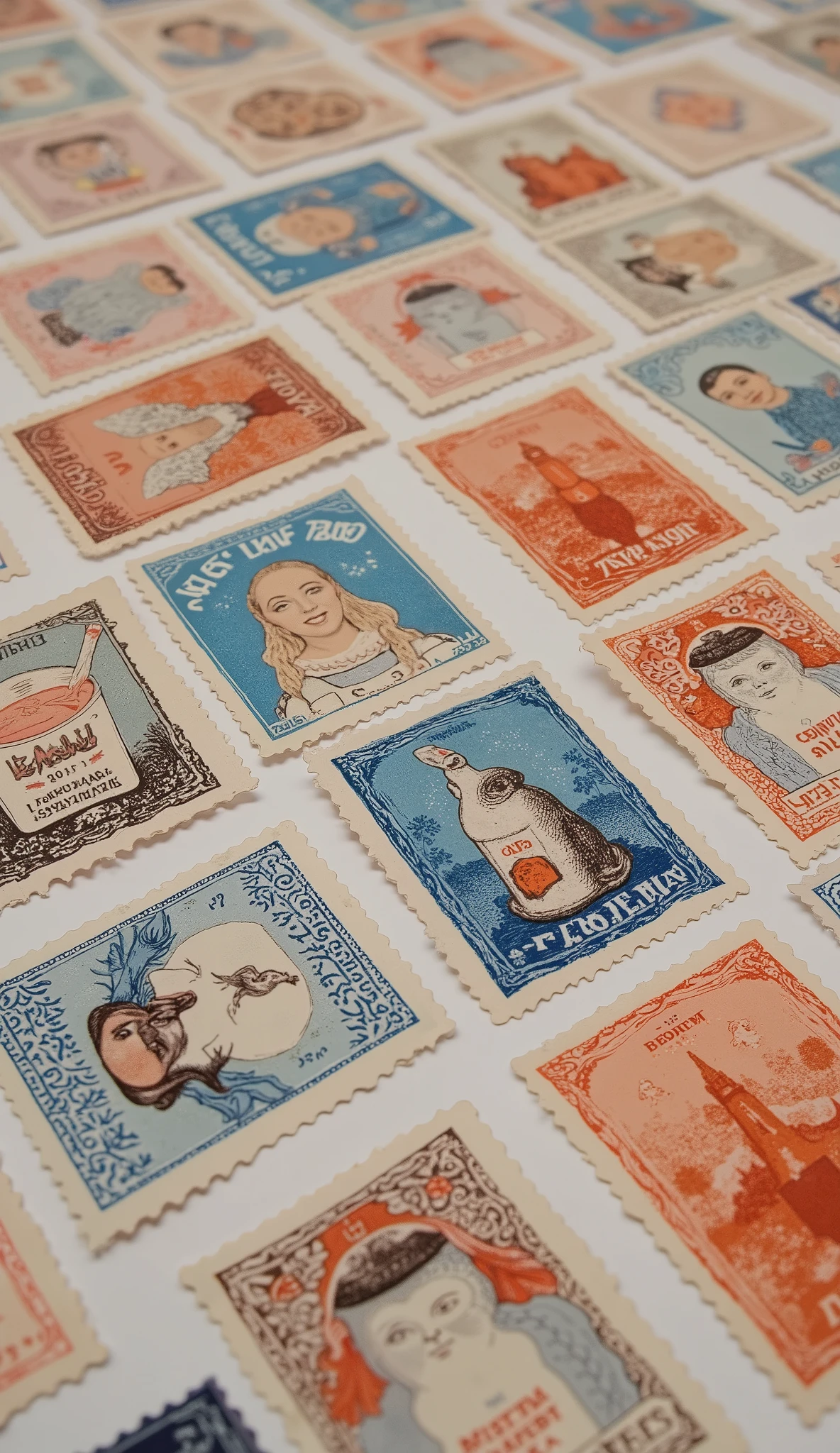 Close up of stamps depicting ren and milk, Maurice Brown Album Cover,  Instagram , Purism, Soviet stamps, 1960s Soviet Stamps, Vintage Cereal Box Art , You're Perfect for Nostalgia, 1960s stamps, Soviet motifs in Russia, 1940's Faded Lithograph Prints , Soviet Propaganda Style, 's art !