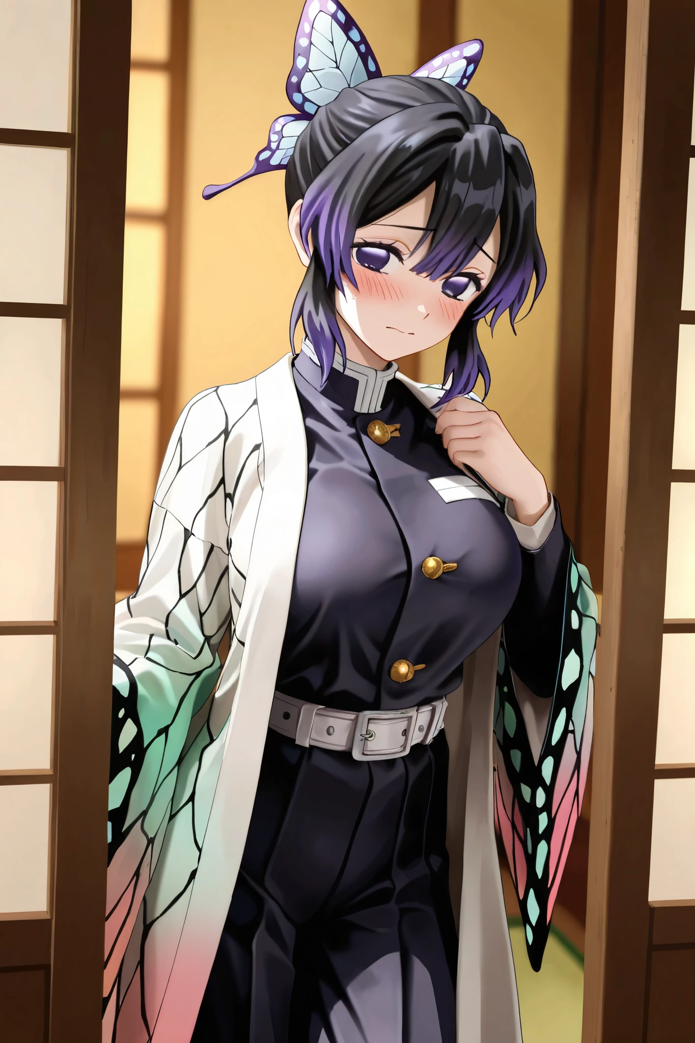 score_9, score_8_up, score_7_up, score_6_up, score_5_up, score_4_up, source_anime, 1girl, official art,
forest , night, (moon:.7), dojo, courtyard,
KShinobuXLV4, 1girl, solo, looking at viewer, light smile, demon slayer uniform, japanese clothes, haori, pussy grab and spread wide
arms behind back,