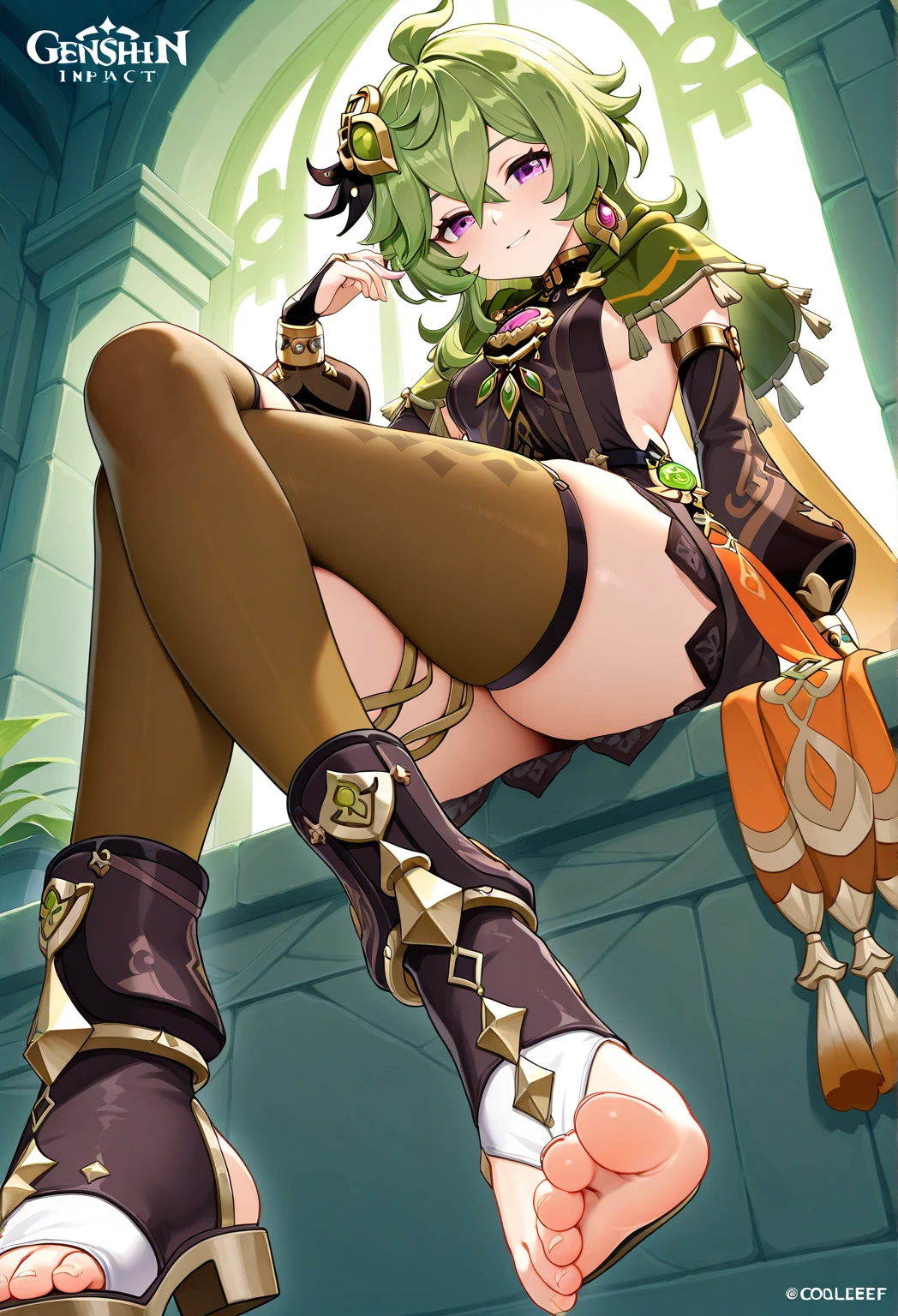 there is a woman in a leather outfit laying in a hammock, anime lush john 8k woods, in a jungle, painted in anime painter studio, guweiz on pixiv artstation, kawacy, trending on artstation pixiv, by Kamagurka, made with anime painter studio, a sexy maid in a magical forest, thick jungle, in the jungle